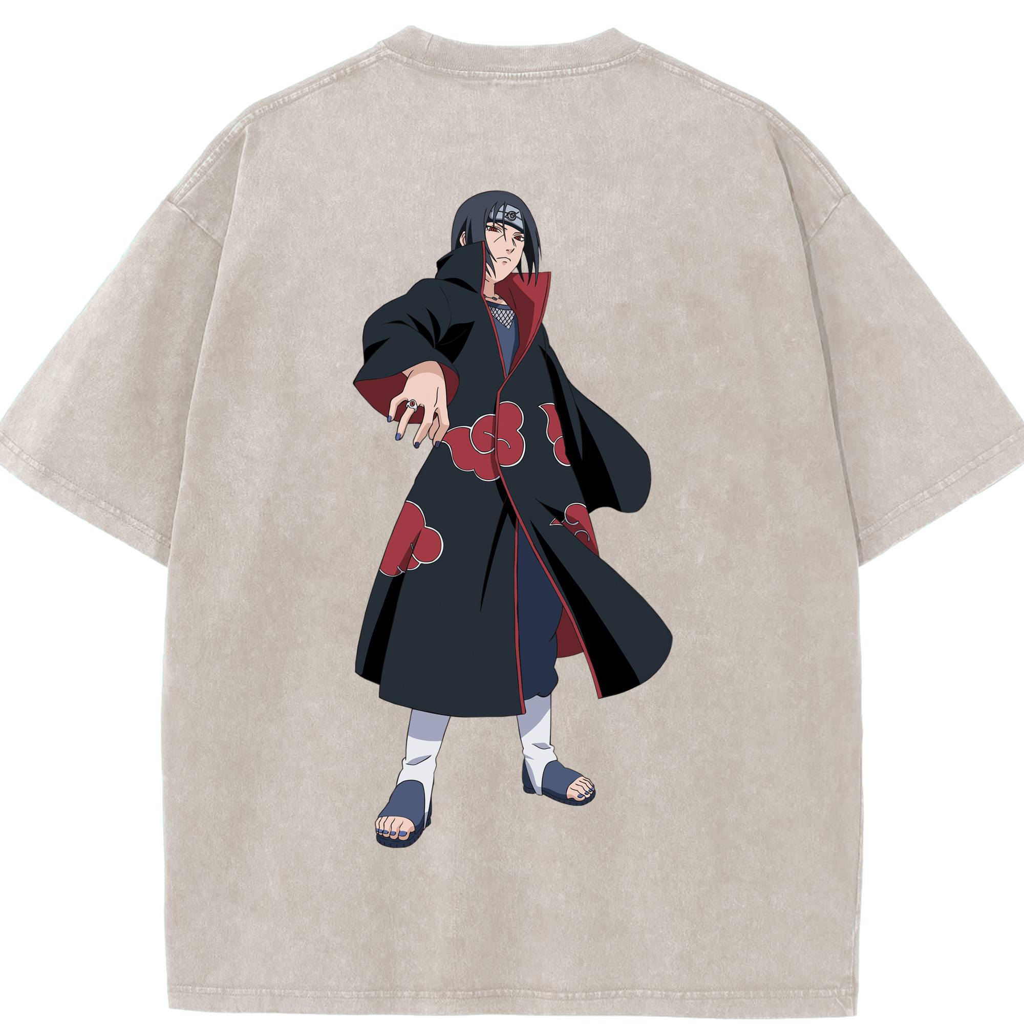 （画像用） NARUTO -ナルト- うちは イタチ Uchiha Itachi 綿100% ヴィンテージ風 半袖Tシャツ（背面プリント）