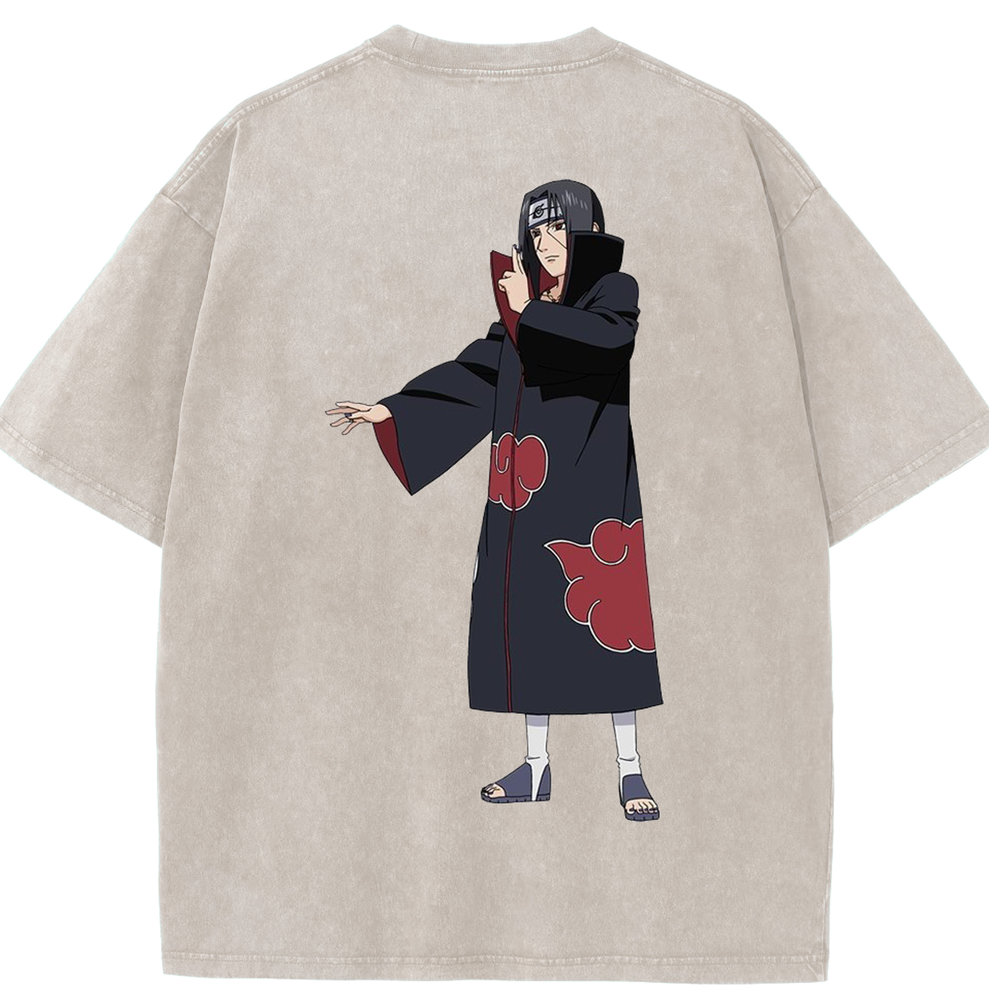 （画像用） NARUTO -ナルト- うちは イタチ Uchiha Itachi 綿100% ヴィンテージ風 半袖Tシャツ（背面プリント）