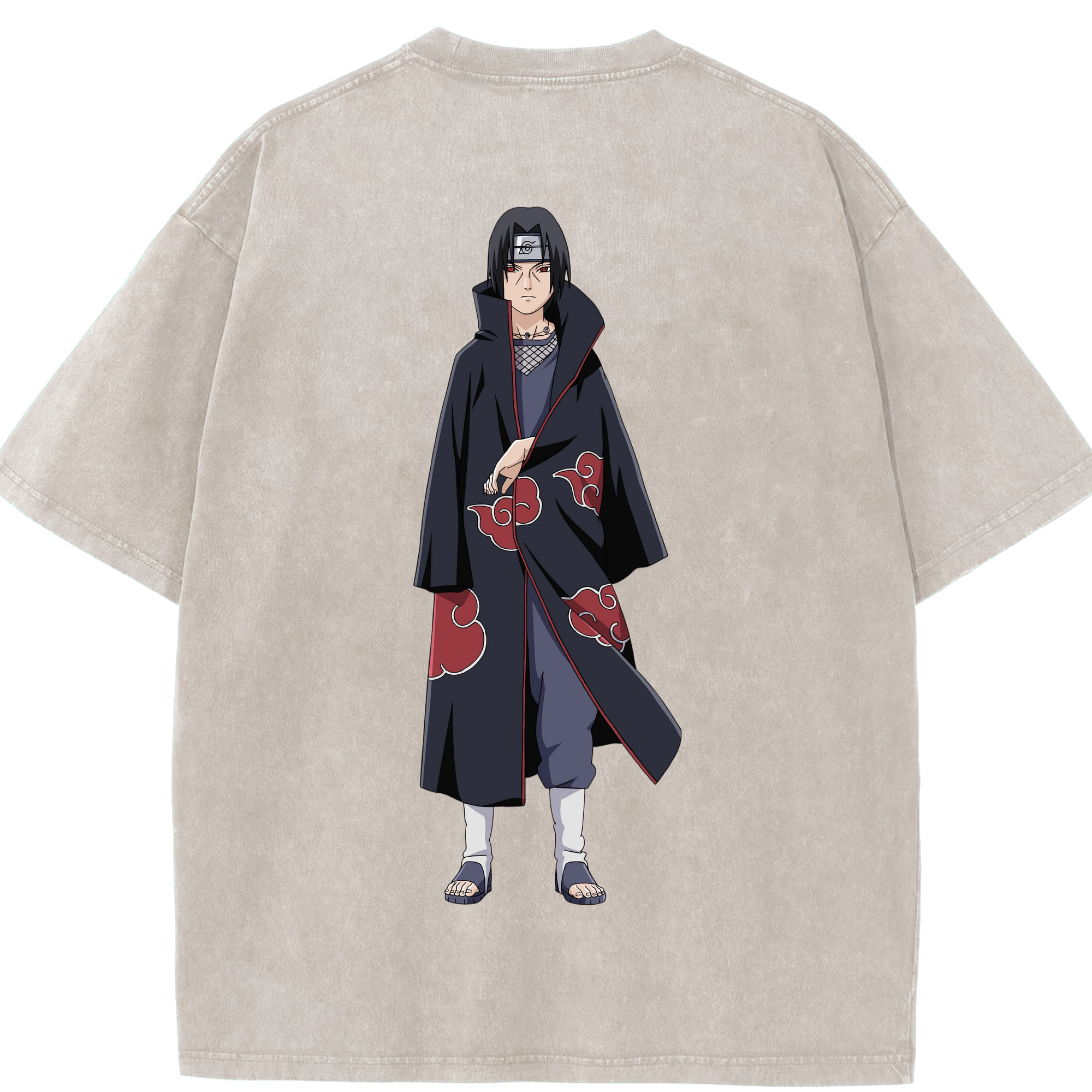 （画像用） NARUTO -ナルト- うちは イタチ Uchiha Itachi 綿100% ヴィンテージ風 半袖Tシャツ（背面プリント）
