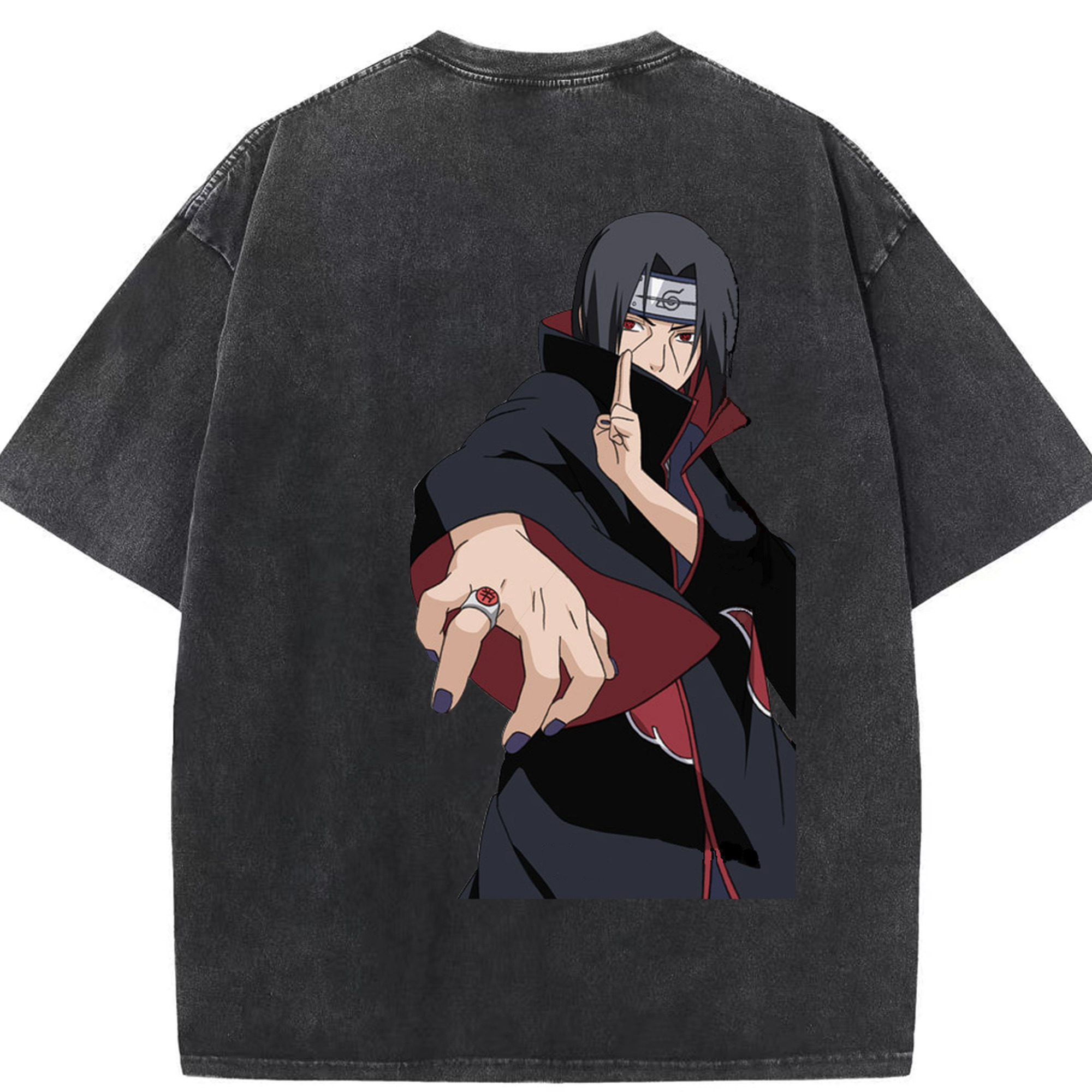 （画像用） NARUTO -ナルト- うちは イタチ Uchiha Itachi 綿100% ヴィンテージ風 半袖Tシャツ（背面プリント）