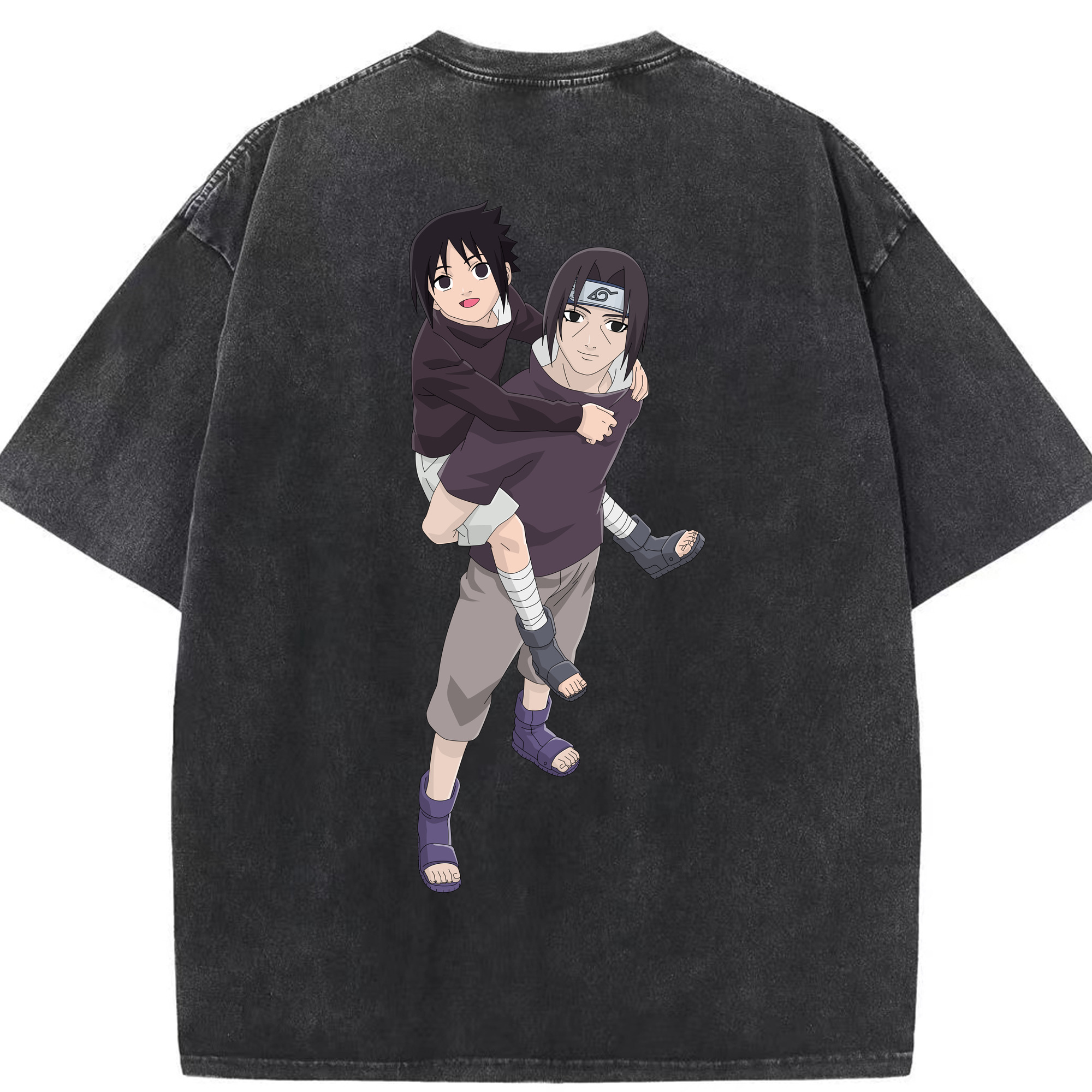 （画像用） NARUTO -ナルト- うちは イタチ Uchiha Itachi 綿100% ヴィンテージ風 半袖Tシャツ（背面プリント）