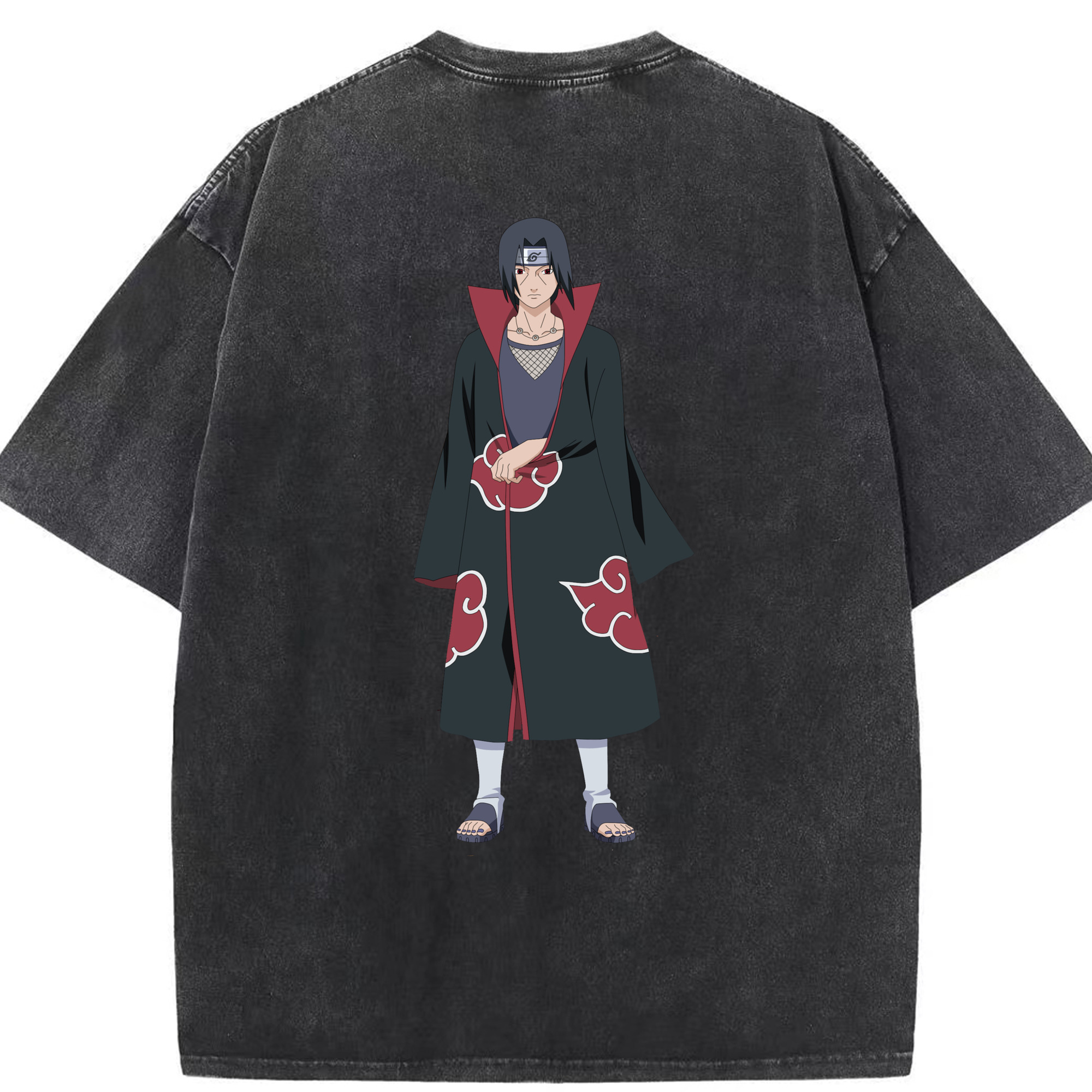 （画像用） NARUTO -ナルト- うちは イタチ Uchiha Itachi 綿100% ヴィンテージ風 半袖Tシャツ（背面プリント）