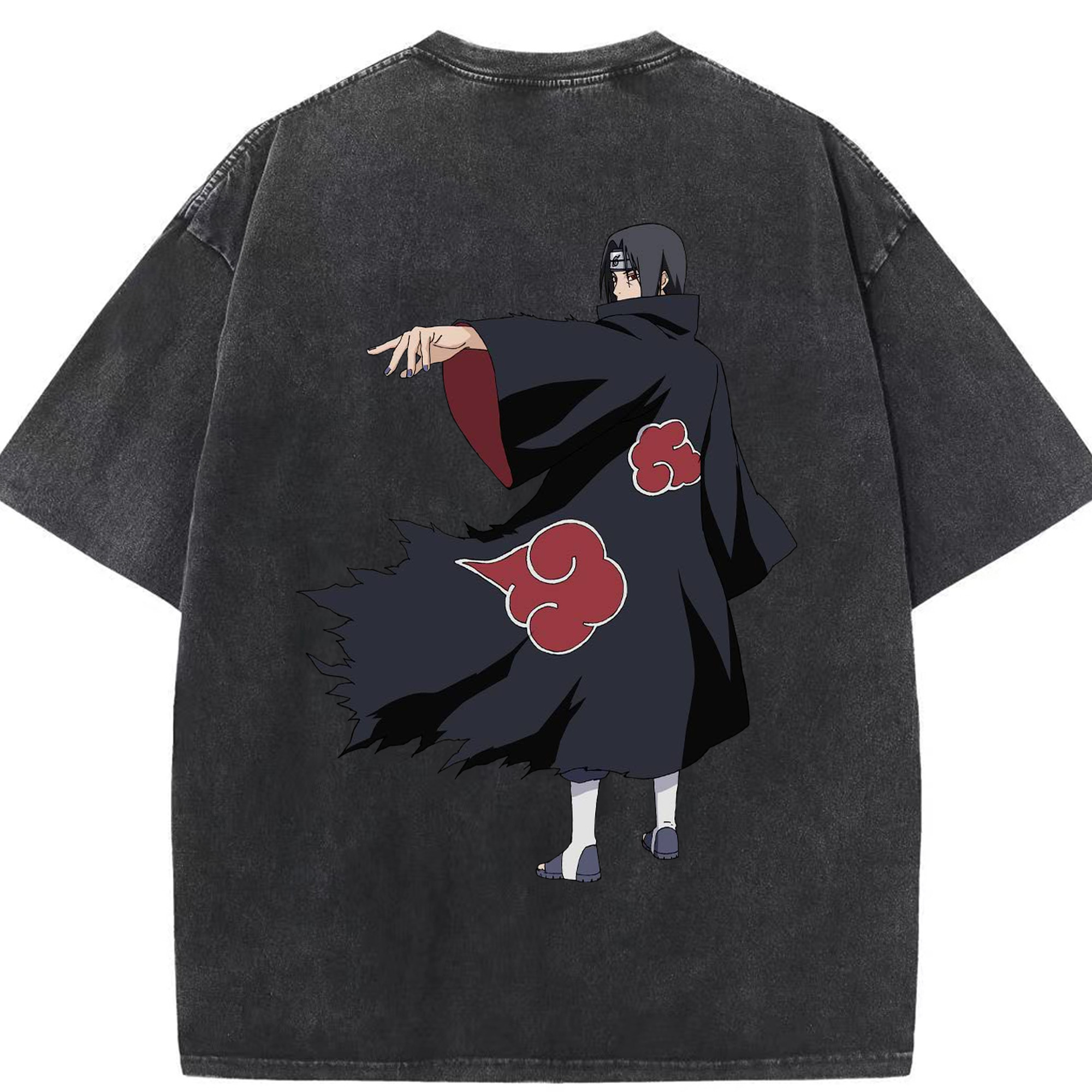 （画像用） NARUTO -ナルト- うちは イタチ Uchiha Itachi 綿100% ヴィンテージ風 半袖Tシャツ（背面プリント）