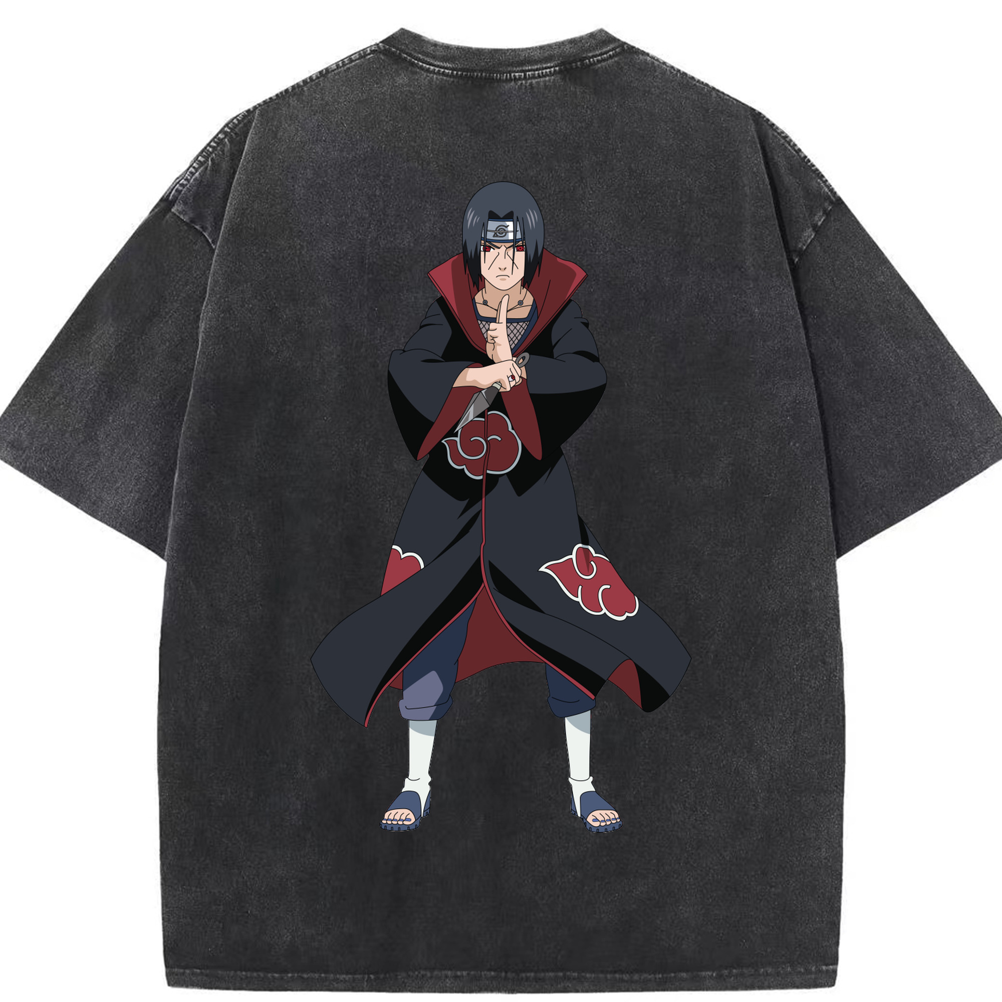 （画像用） NARUTO -ナルト- うちは イタチ Uchiha Itachi 綿100% ヴィンテージ風 半袖Tシャツ（背面プリント）