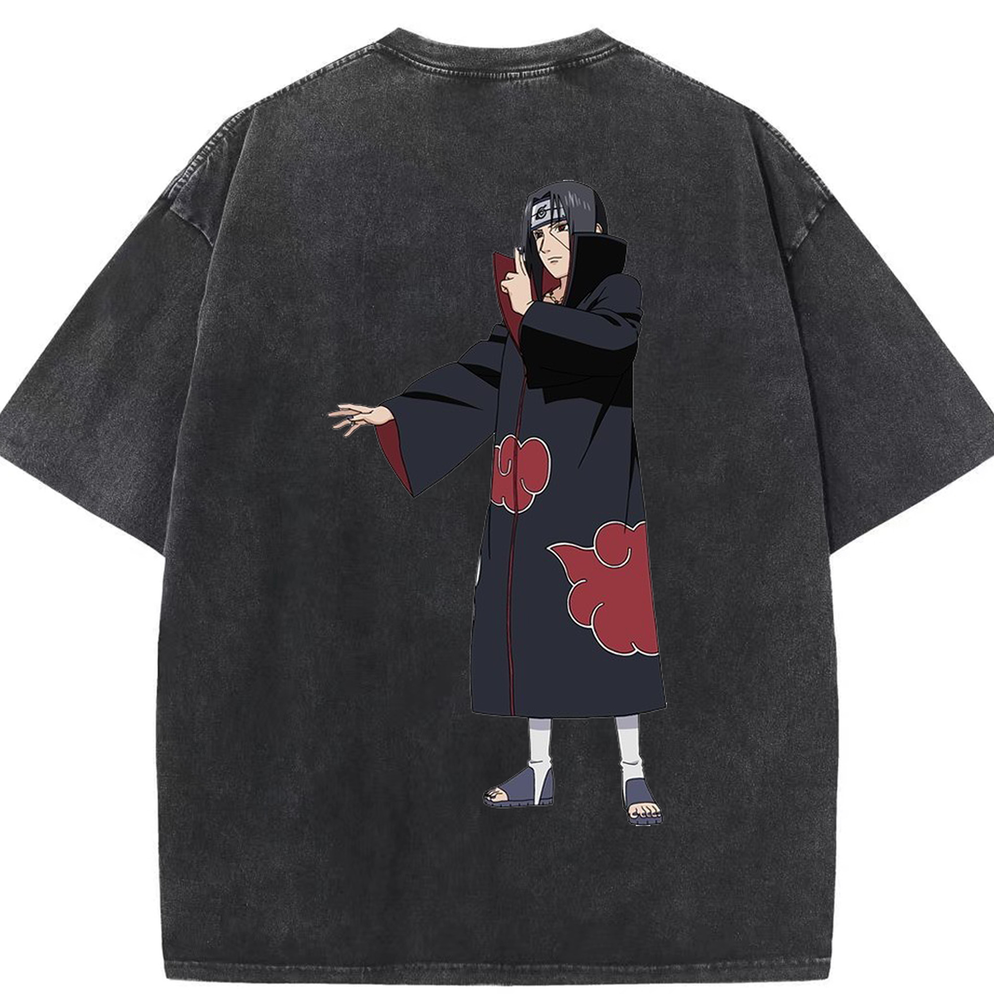 （画像用） NARUTO -ナルト- うちは イタチ Uchiha Itachi 綿100% ヴィンテージ風 半袖Tシャツ（背面プリント）