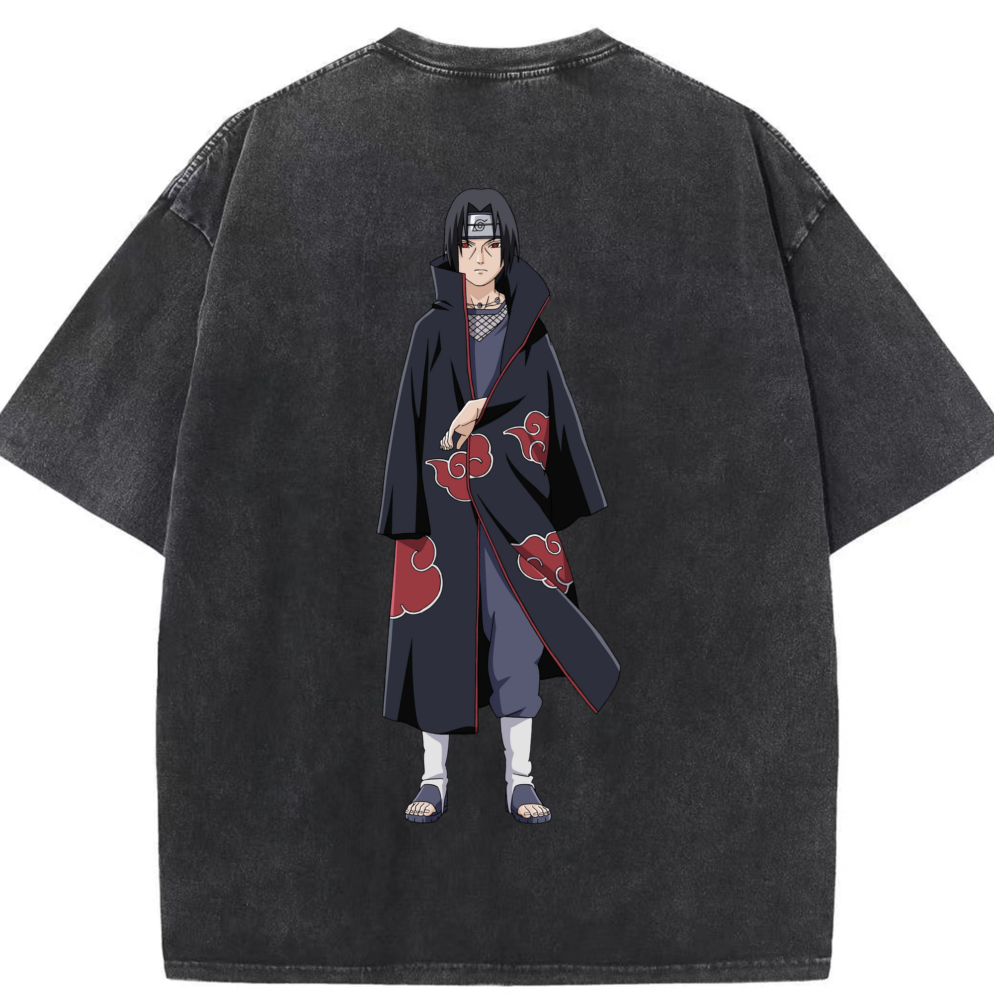 （画像用） NARUTO -ナルト- うちは イタチ Uchiha Itachi 綿100% ヴィンテージ風 半袖Tシャツ（背面プリント）