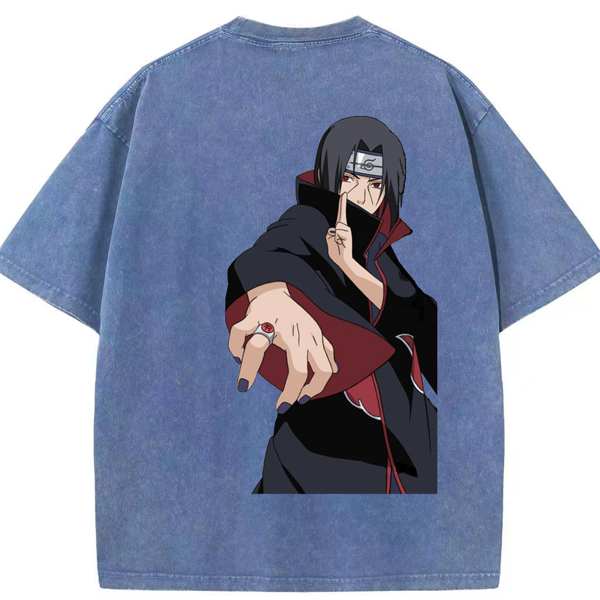 （画像用） NARUTO -ナルト- うちは イタチ Uchiha Itachi 綿100% ヴィンテージ風 半袖Tシャツ（背面プリント）