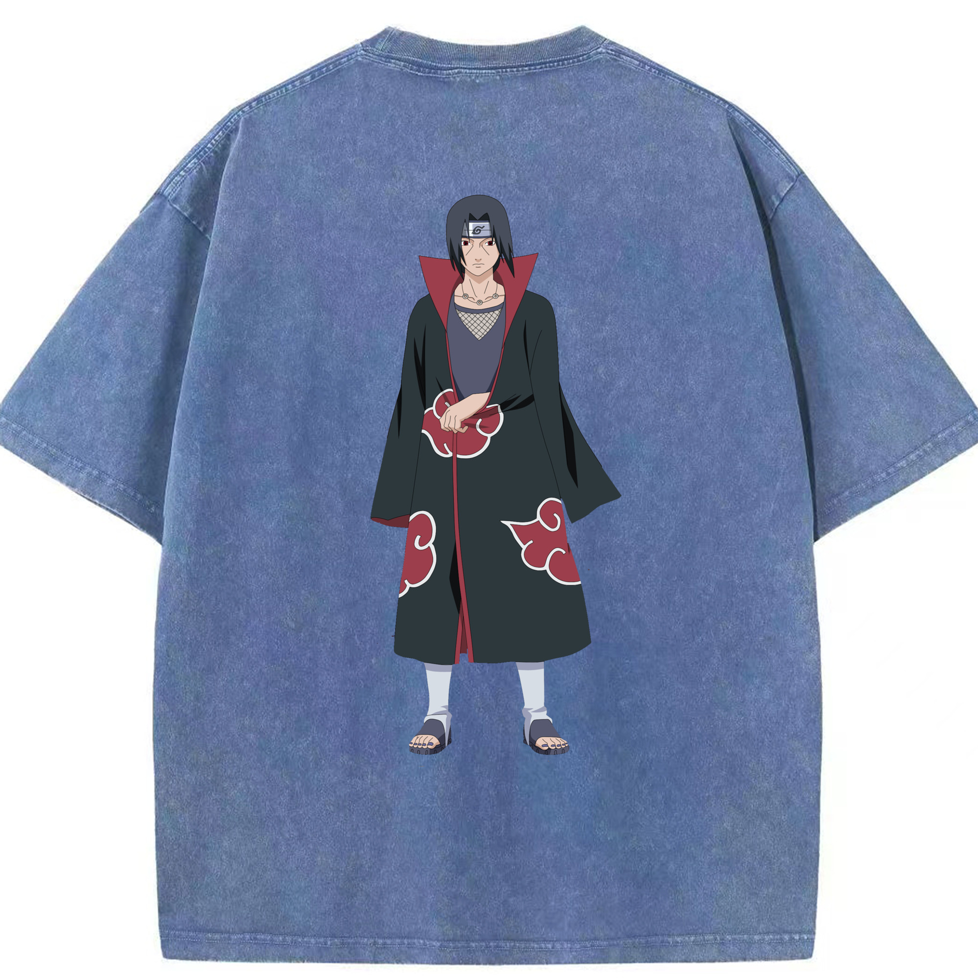 （画像用） NARUTO -ナルト- うちは イタチ Uchiha Itachi 綿100% ヴィンテージ風 半袖Tシャツ（背面プリント）