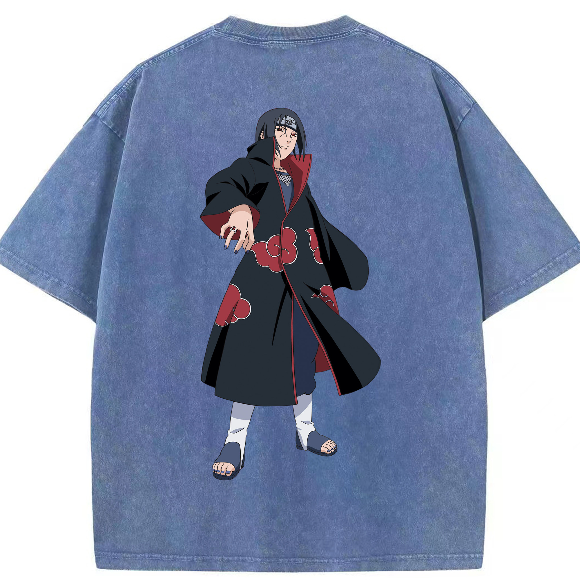 （画像用） NARUTO -ナルト- うちは イタチ Uchiha Itachi 綿100% ヴィンテージ風 半袖Tシャツ（背面プリント）