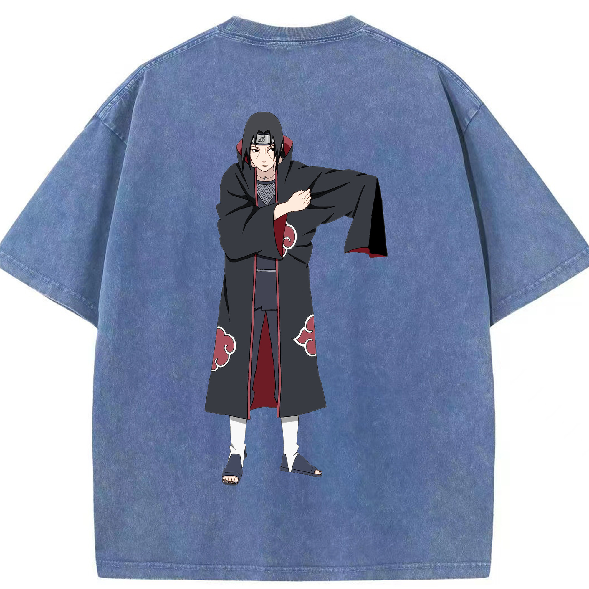 （画像用） NARUTO -ナルト- うちは イタチ Uchiha Itachi 綿100% ヴィンテージ風 半袖Tシャツ（背面プリント）