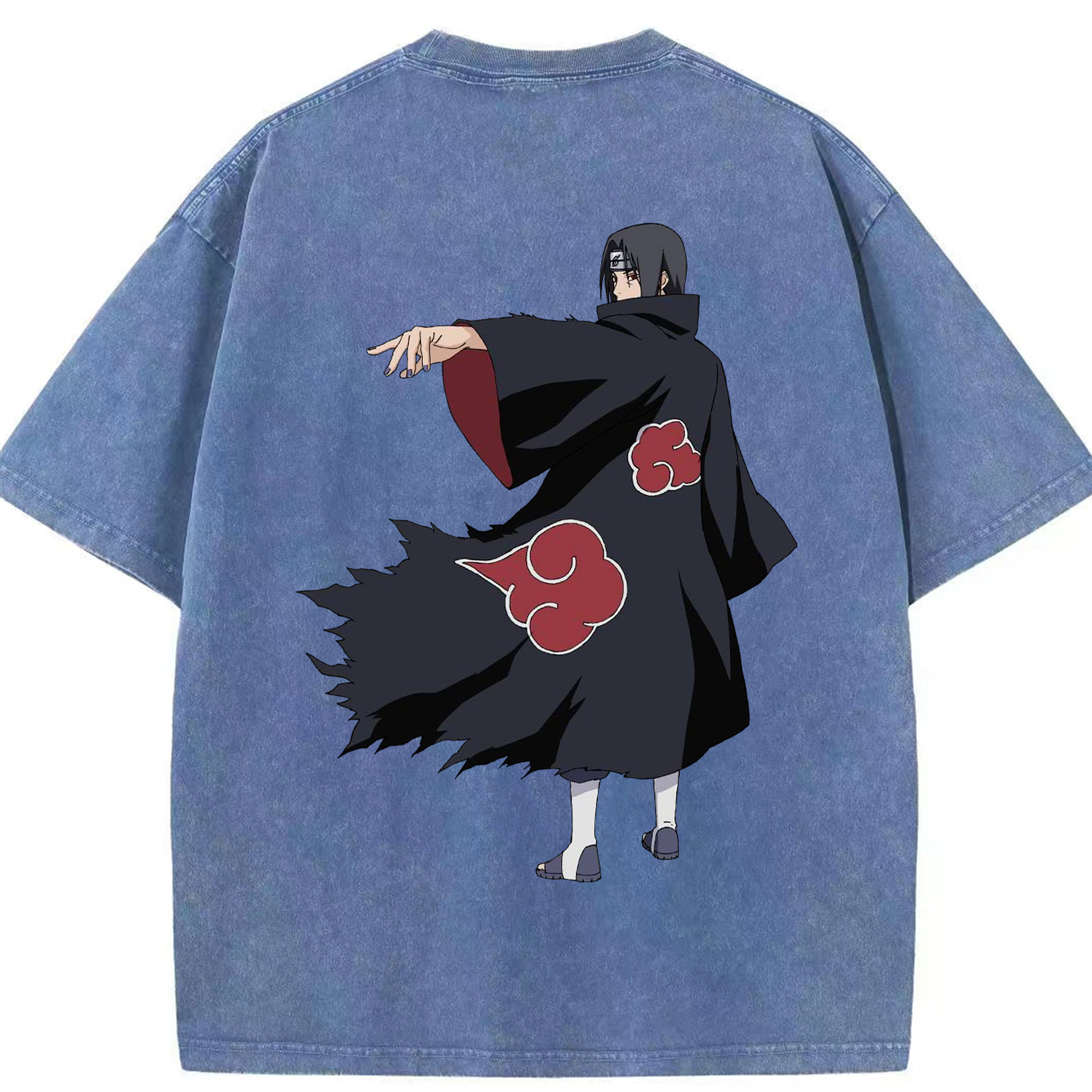 （画像用） NARUTO -ナルト- うちは イタチ Uchiha Itachi 綿100% ヴィンテージ風 半袖Tシャツ（背面プリント）