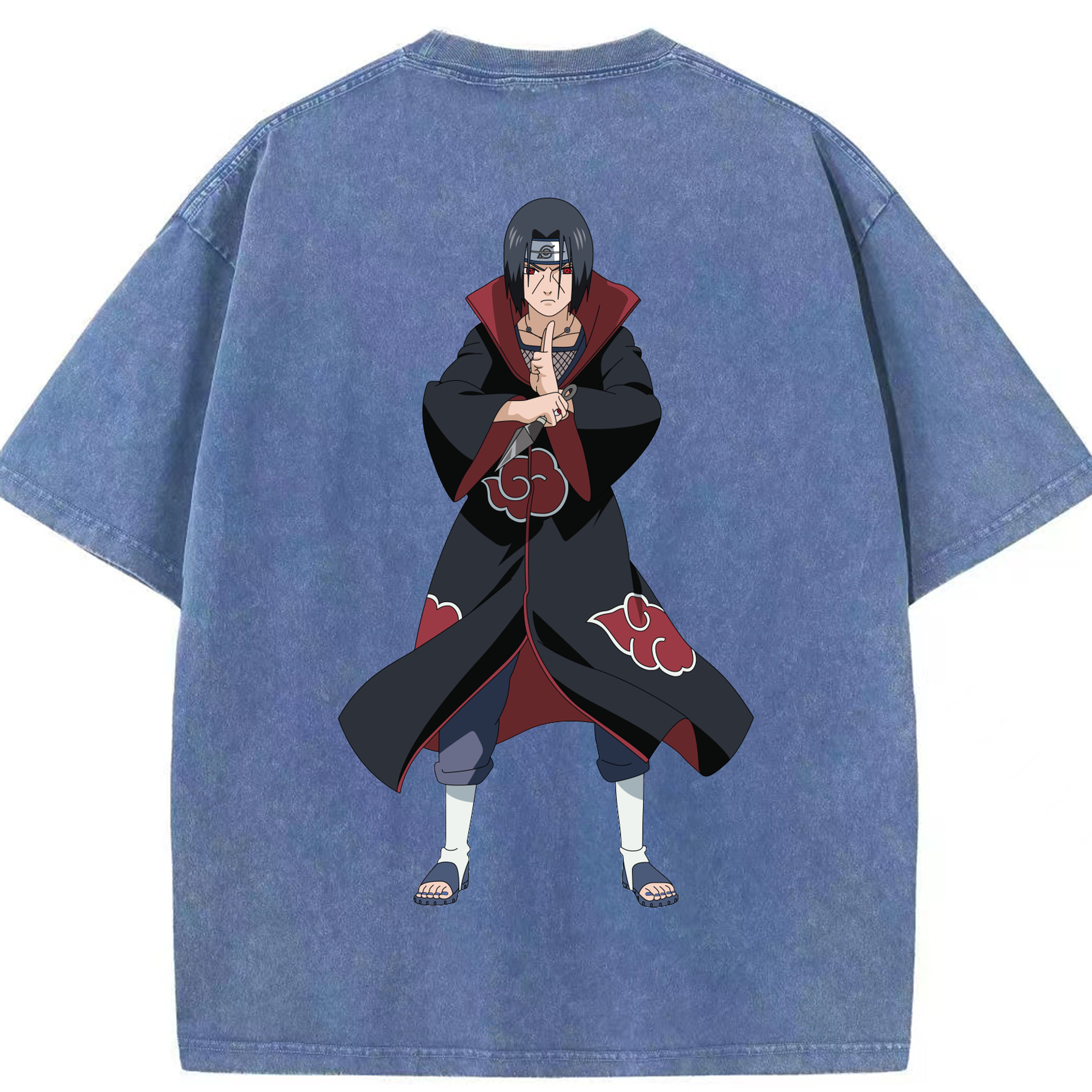 （画像用） NARUTO -ナルト- うちは イタチ Uchiha Itachi 綿100% ヴィンテージ風 半袖Tシャツ（背面プリント）