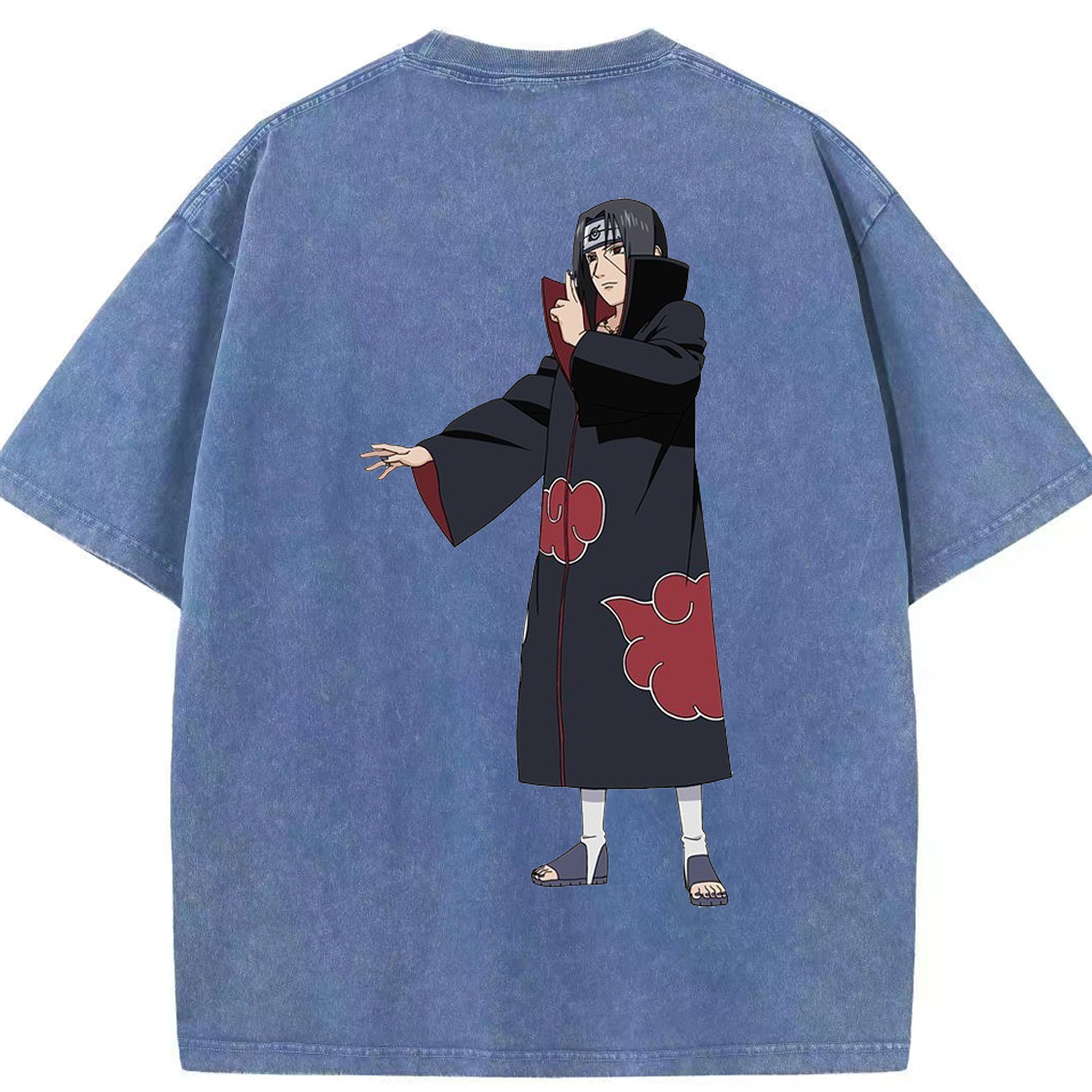 （画像用） NARUTO -ナルト- うちは イタチ Uchiha Itachi 綿100% ヴィンテージ風 半袖Tシャツ（背面プリント）