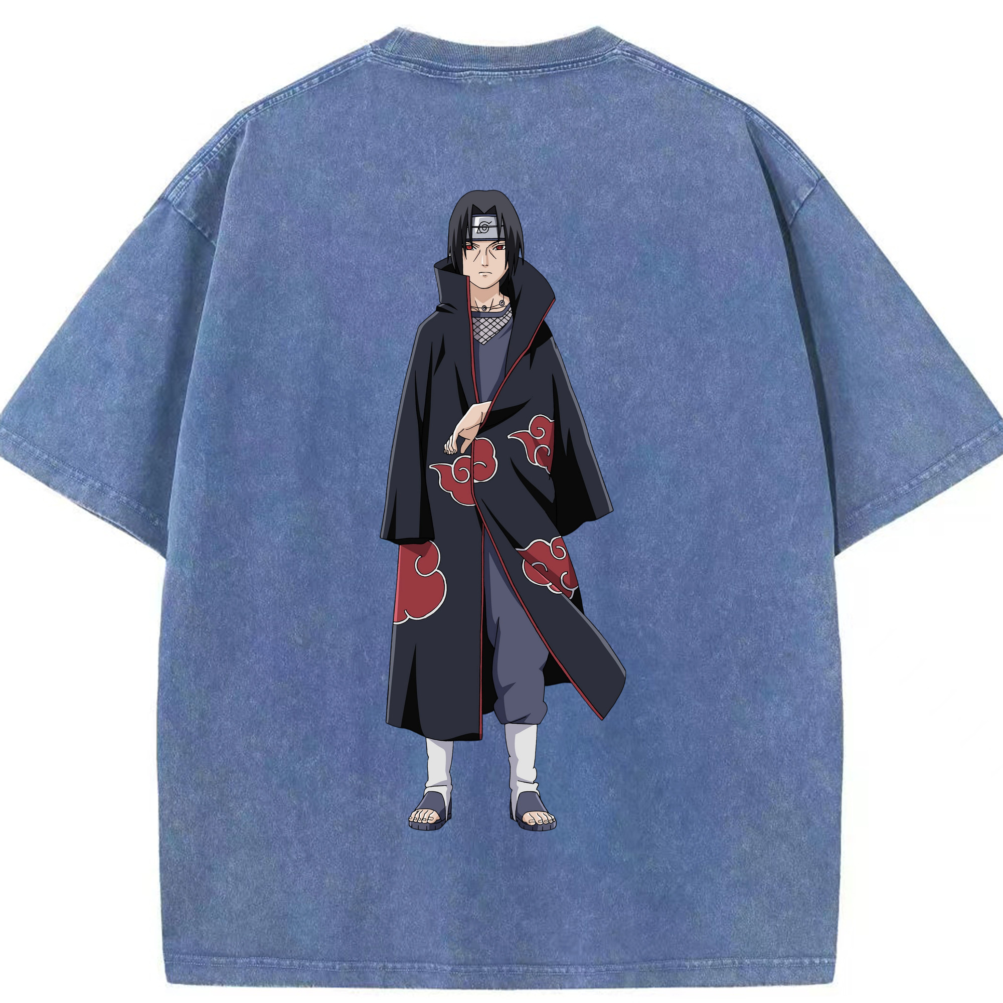 （画像用） NARUTO -ナルト- うちは イタチ Uchiha Itachi 綿100% ヴィンテージ風 半袖Tシャツ（背面プリント）