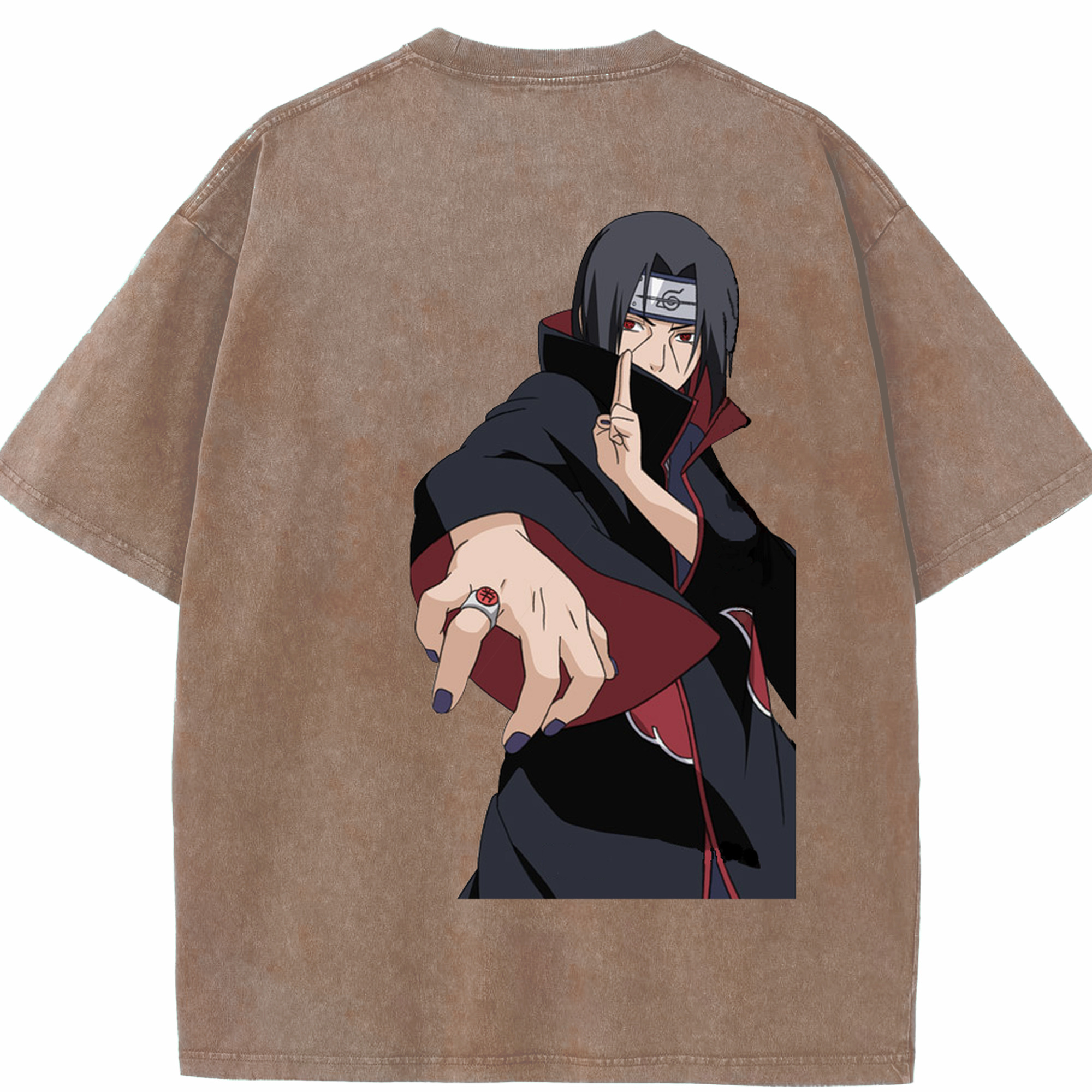 （画像用） NARUTO -ナルト- うちは イタチ Uchiha Itachi 綿100% ヴィンテージ風 半袖Tシャツ（背面プリント）