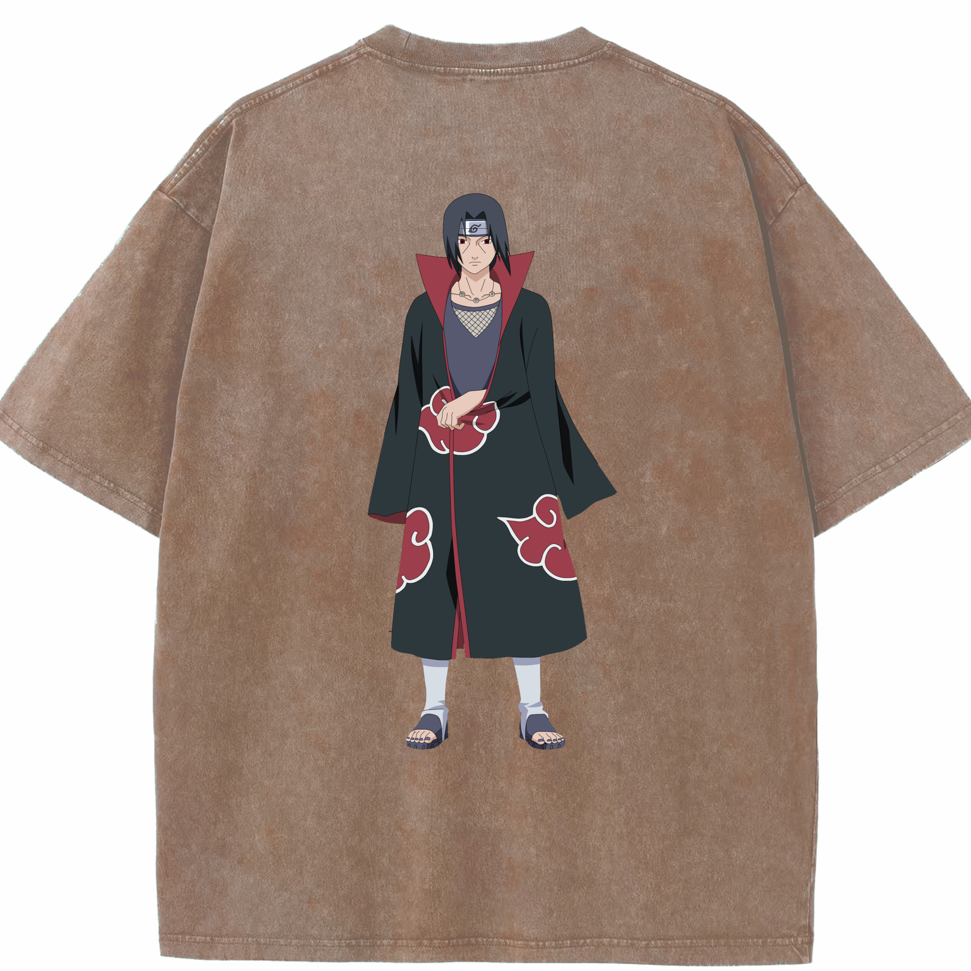 （画像用） NARUTO -ナルト- うちは イタチ Uchiha Itachi 綿100% ヴィンテージ風 半袖Tシャツ（背面プリント）