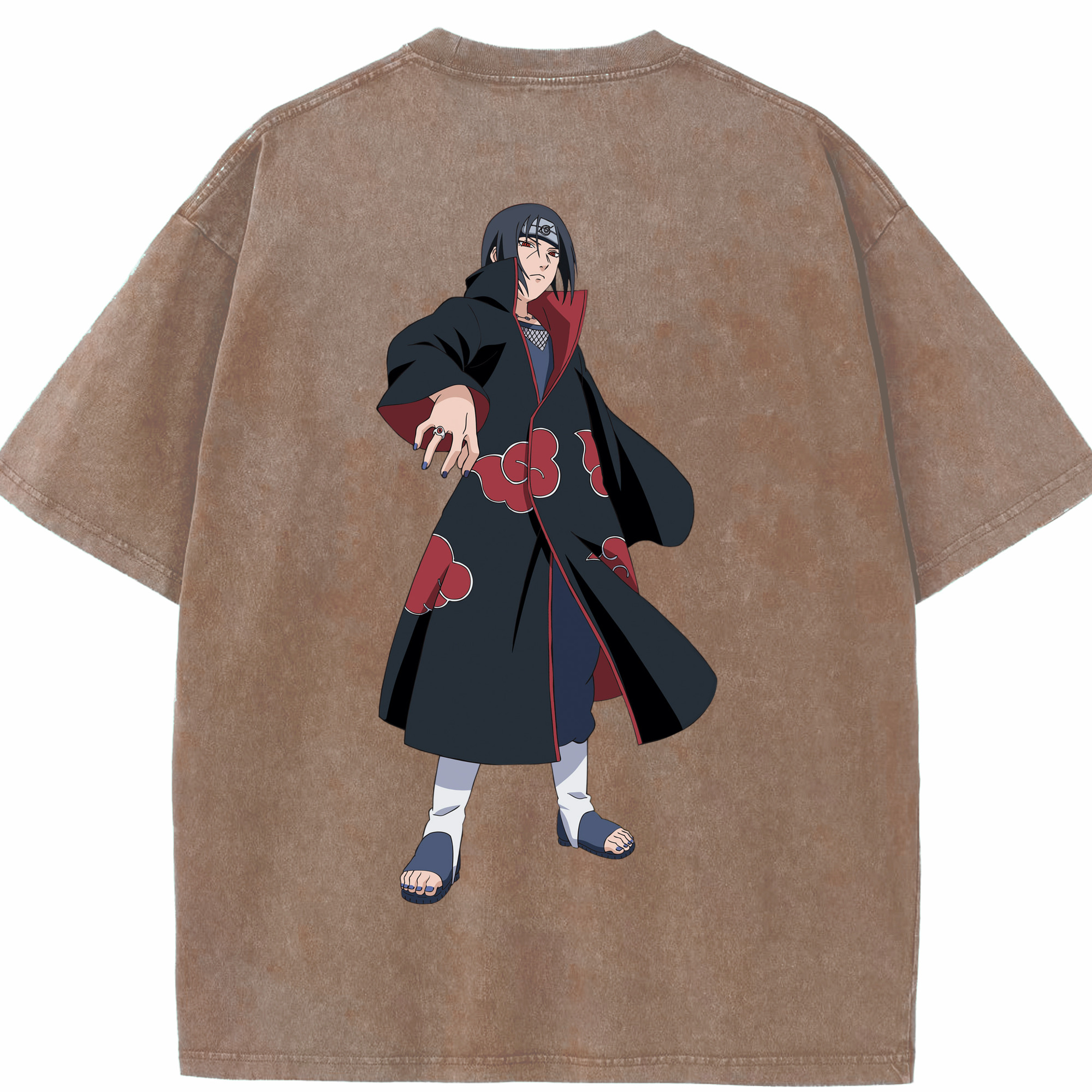 （画像用） NARUTO -ナルト- うちは イタチ Uchiha Itachi 綿100% ヴィンテージ風 半袖Tシャツ（背面プリント）