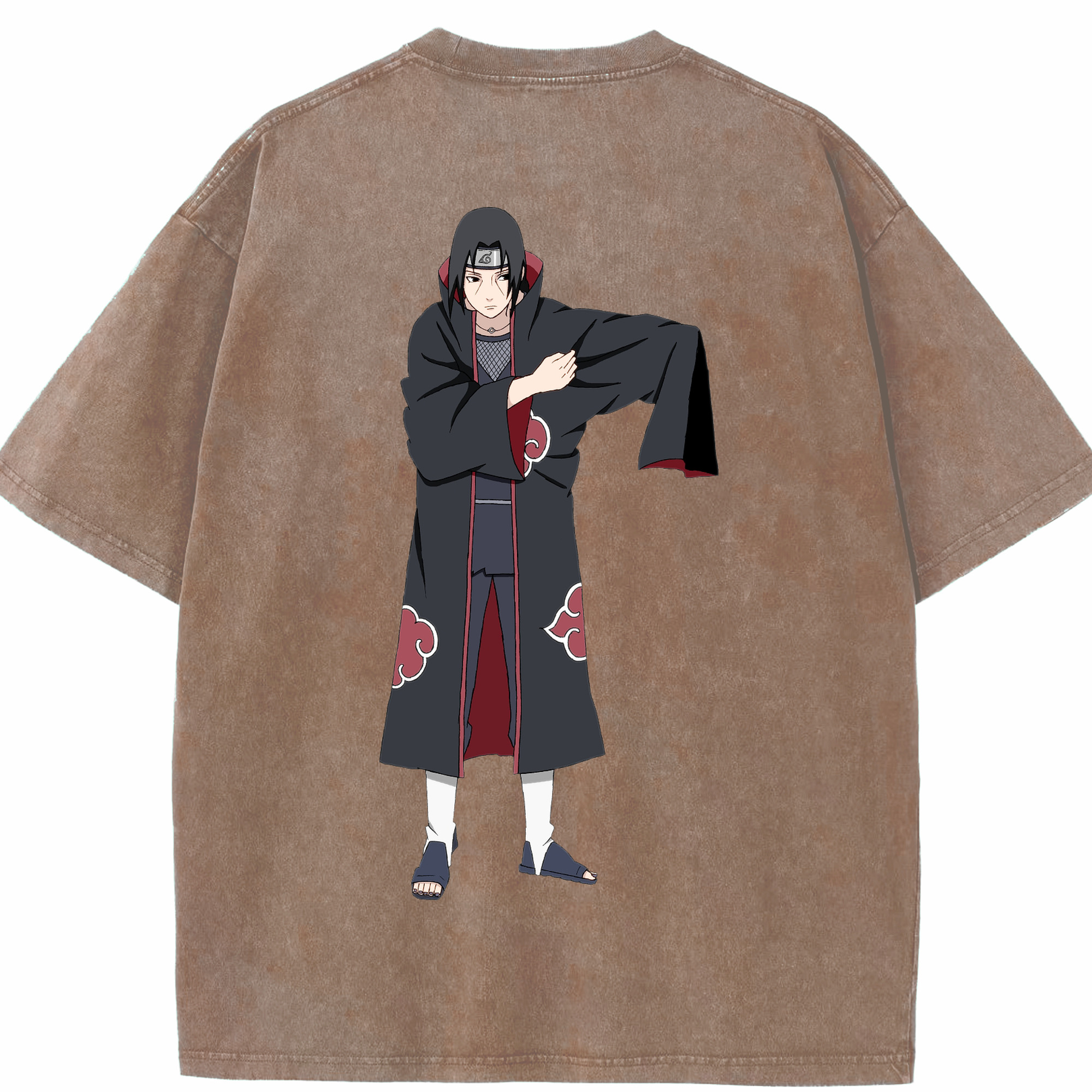 （画像用） NARUTO -ナルト- うちは イタチ Uchiha Itachi 綿100% ヴィンテージ風 半袖Tシャツ（背面プリント）