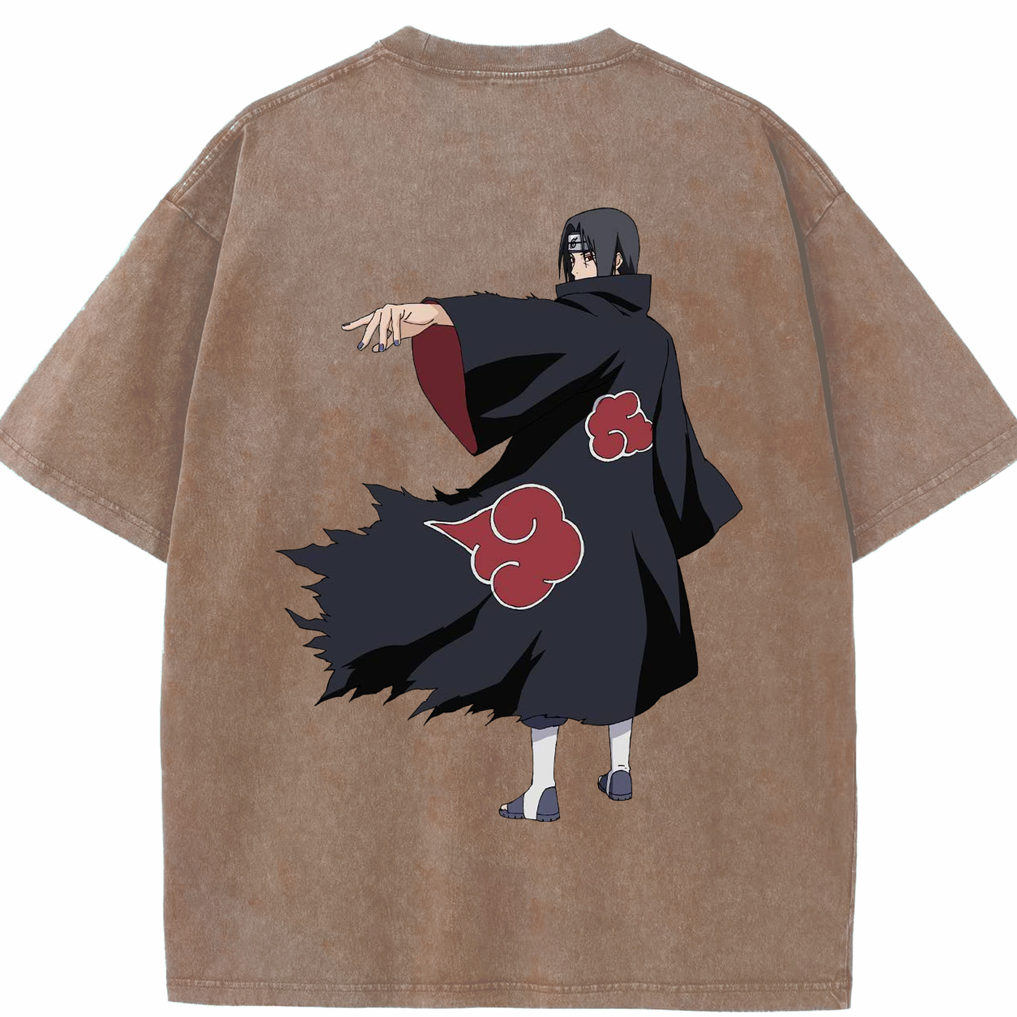 （画像用） NARUTO -ナルト- うちは イタチ Uchiha Itachi 綿100% ヴィンテージ風 半袖Tシャツ（背面プリント）