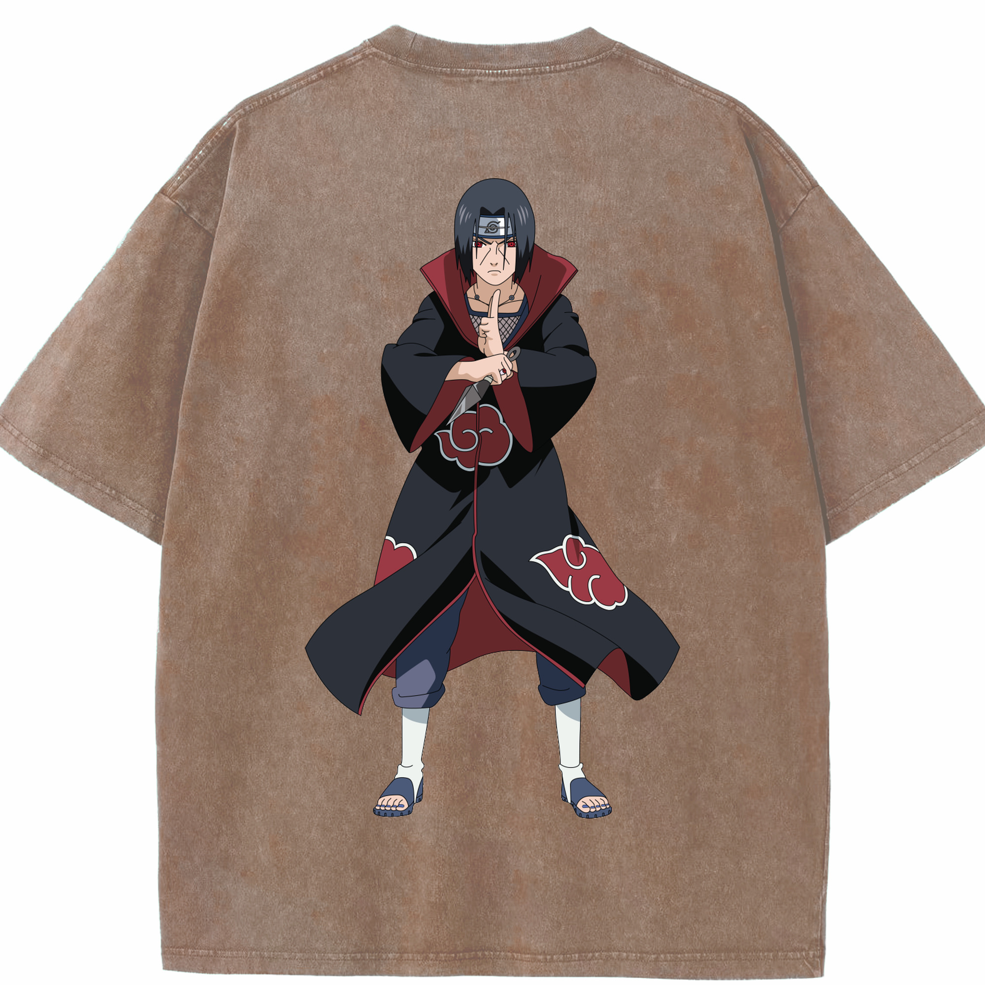 （画像用） NARUTO -ナルト- うちは イタチ Uchiha Itachi 綿100% ヴィンテージ風 半袖Tシャツ（背面プリント）