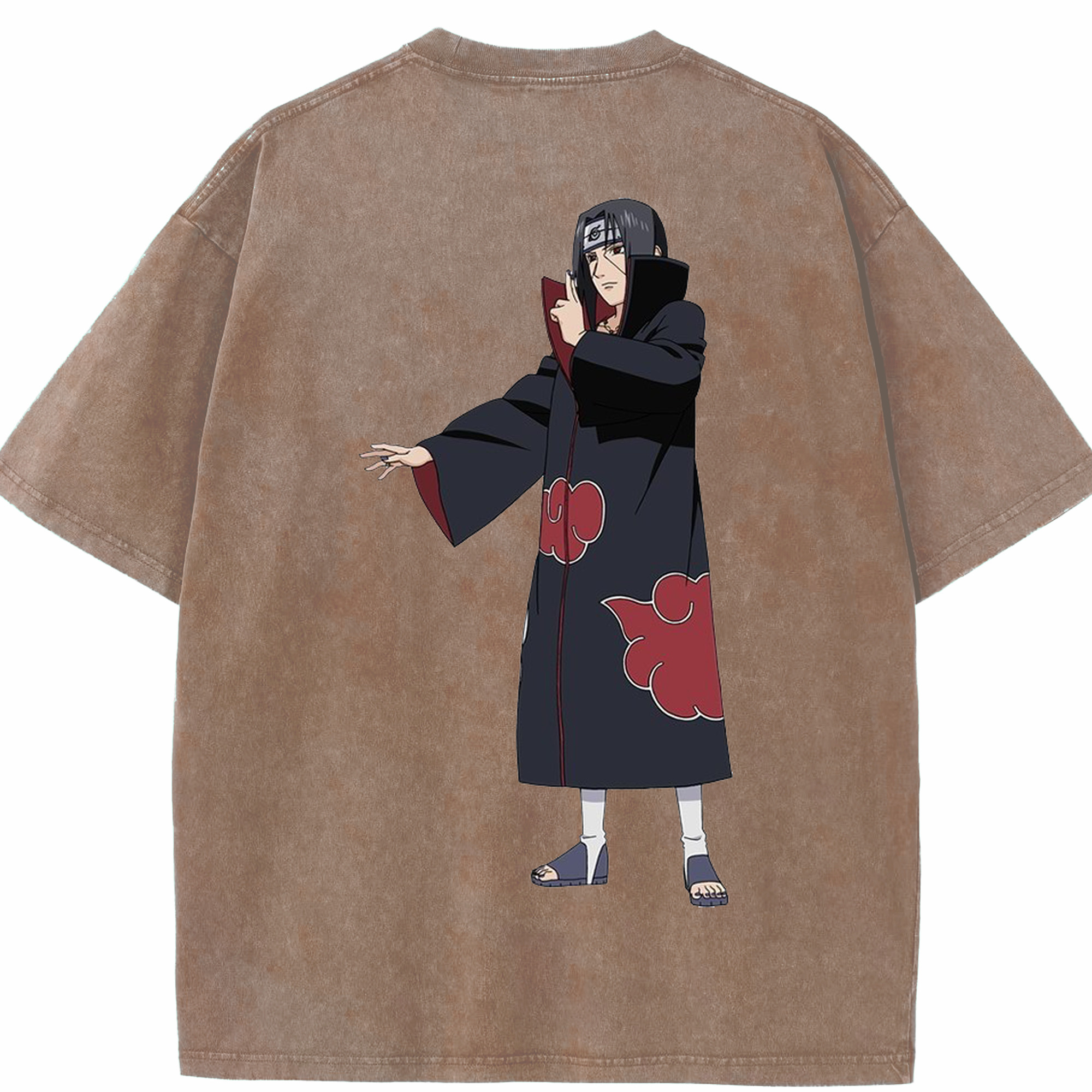 （画像用） NARUTO -ナルト- うちは イタチ Uchiha Itachi 綿100% ヴィンテージ風 半袖Tシャツ（背面プリント）