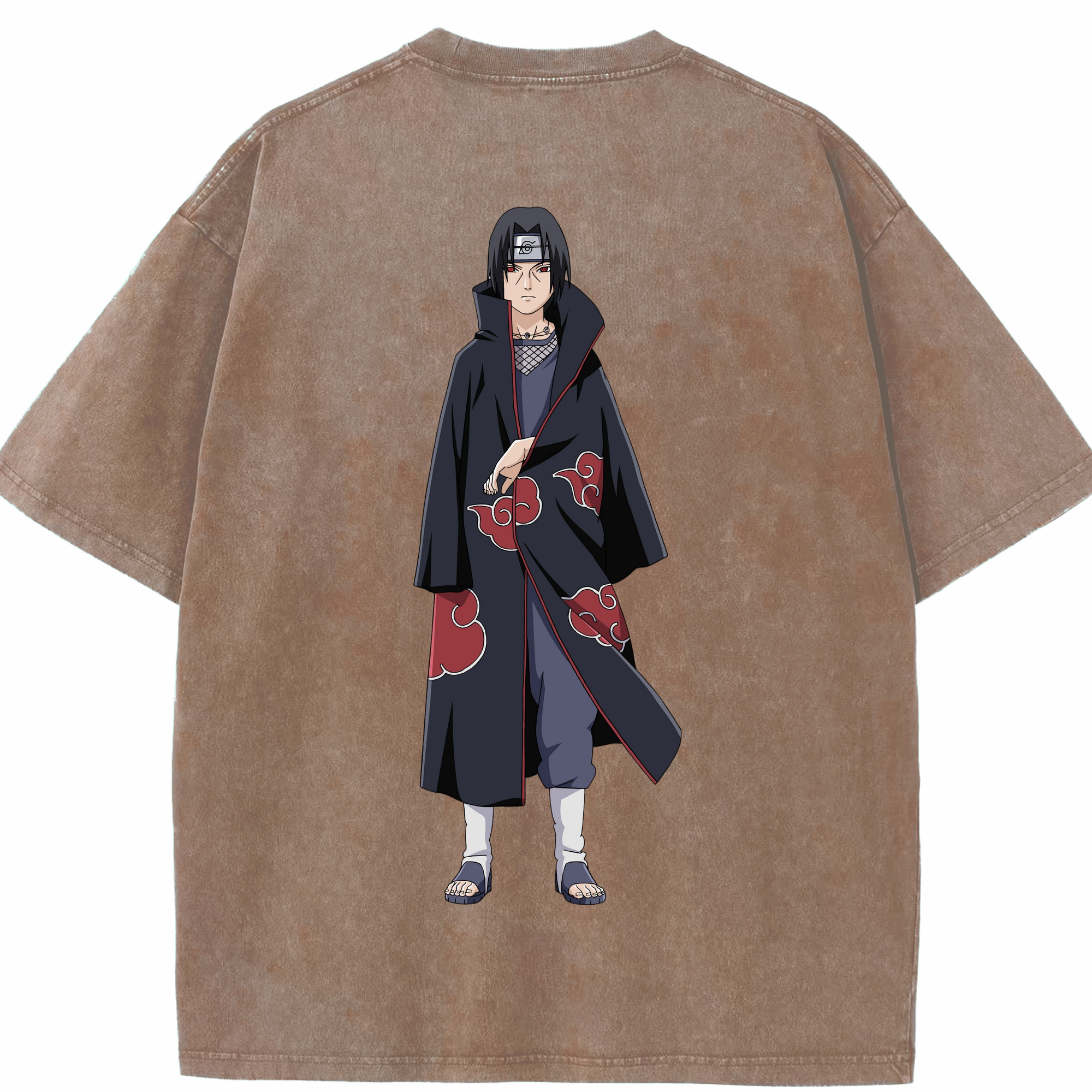 （画像用） NARUTO -ナルト- うちは イタチ Uchiha Itachi 綿100% ヴィンテージ風 半袖Tシャツ（背面プリント）
