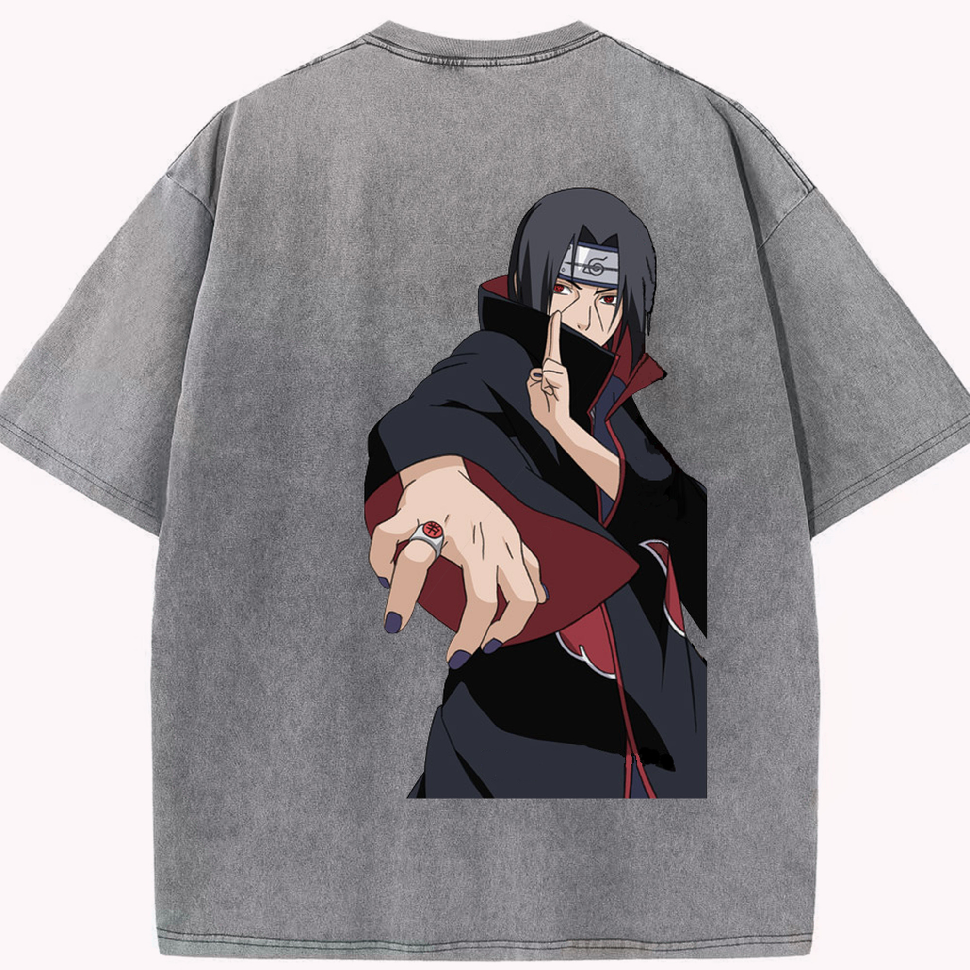 （画像用） NARUTO -ナルト- うちは イタチ Uchiha Itachi 綿100% ヴィンテージ風 半袖Tシャツ（背面プリント）