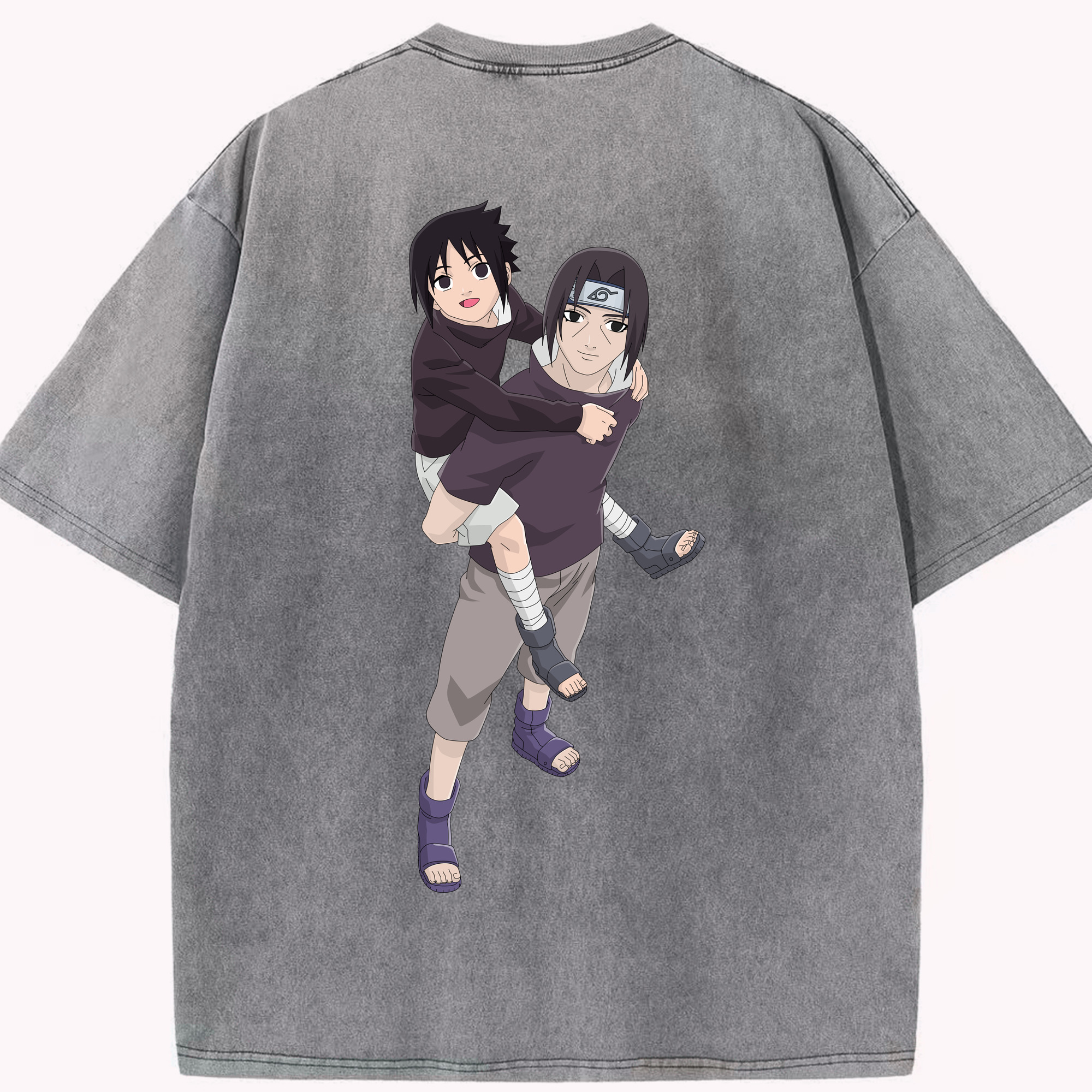 （画像用） NARUTO -ナルト- うちは イタチ Uchiha Itachi 綿100% ヴィンテージ風 半袖Tシャツ（背面プリント）