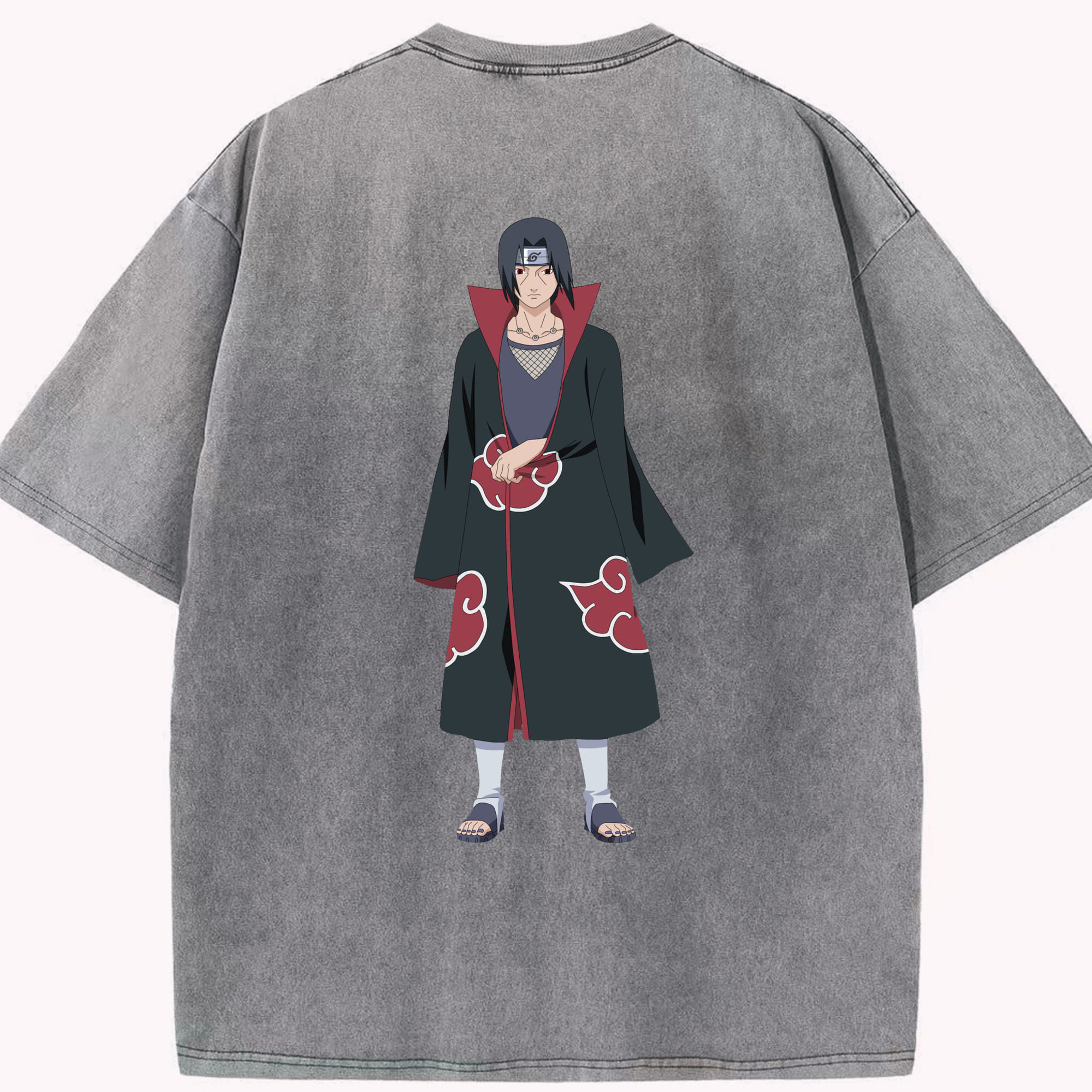 （画像用） NARUTO -ナルト- うちは イタチ Uchiha Itachi 綿100% ヴィンテージ風 半袖Tシャツ（背面プリント）