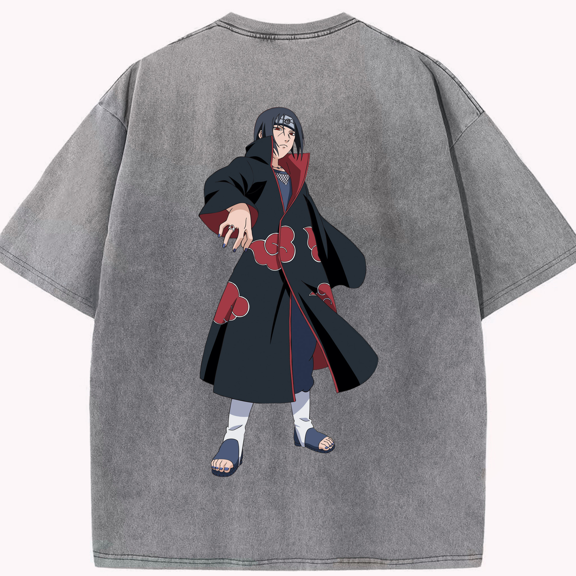 （画像用） NARUTO -ナルト- うちは イタチ Uchiha Itachi 綿100% ヴィンテージ風 半袖Tシャツ（背面プリント）