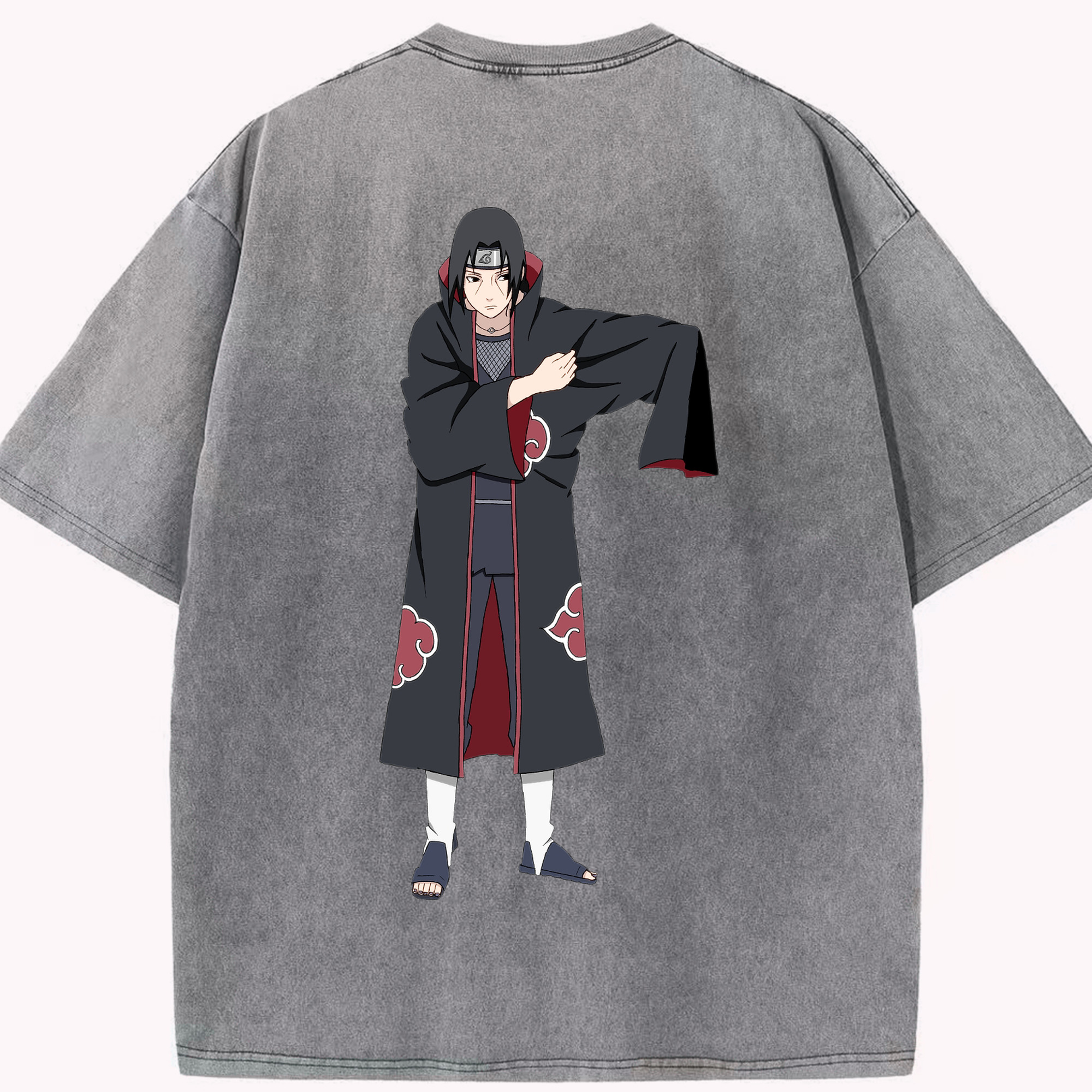 （画像用） NARUTO -ナルト- うちは イタチ Uchiha Itachi 綿100% ヴィンテージ風 半袖Tシャツ（背面プリント）