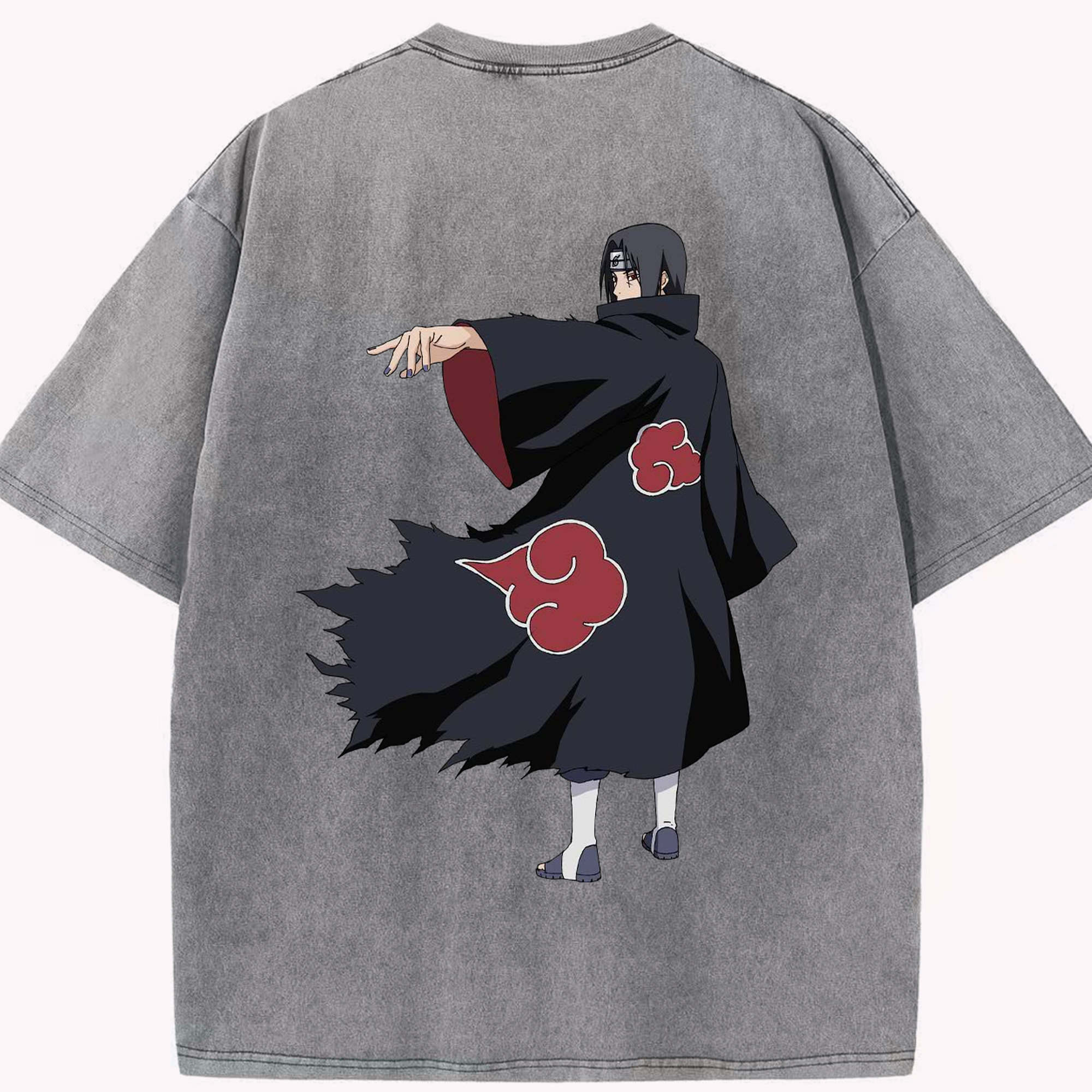 （画像用） NARUTO -ナルト- うちは イタチ Uchiha Itachi 綿100% ヴィンテージ風 半袖Tシャツ（背面プリント）