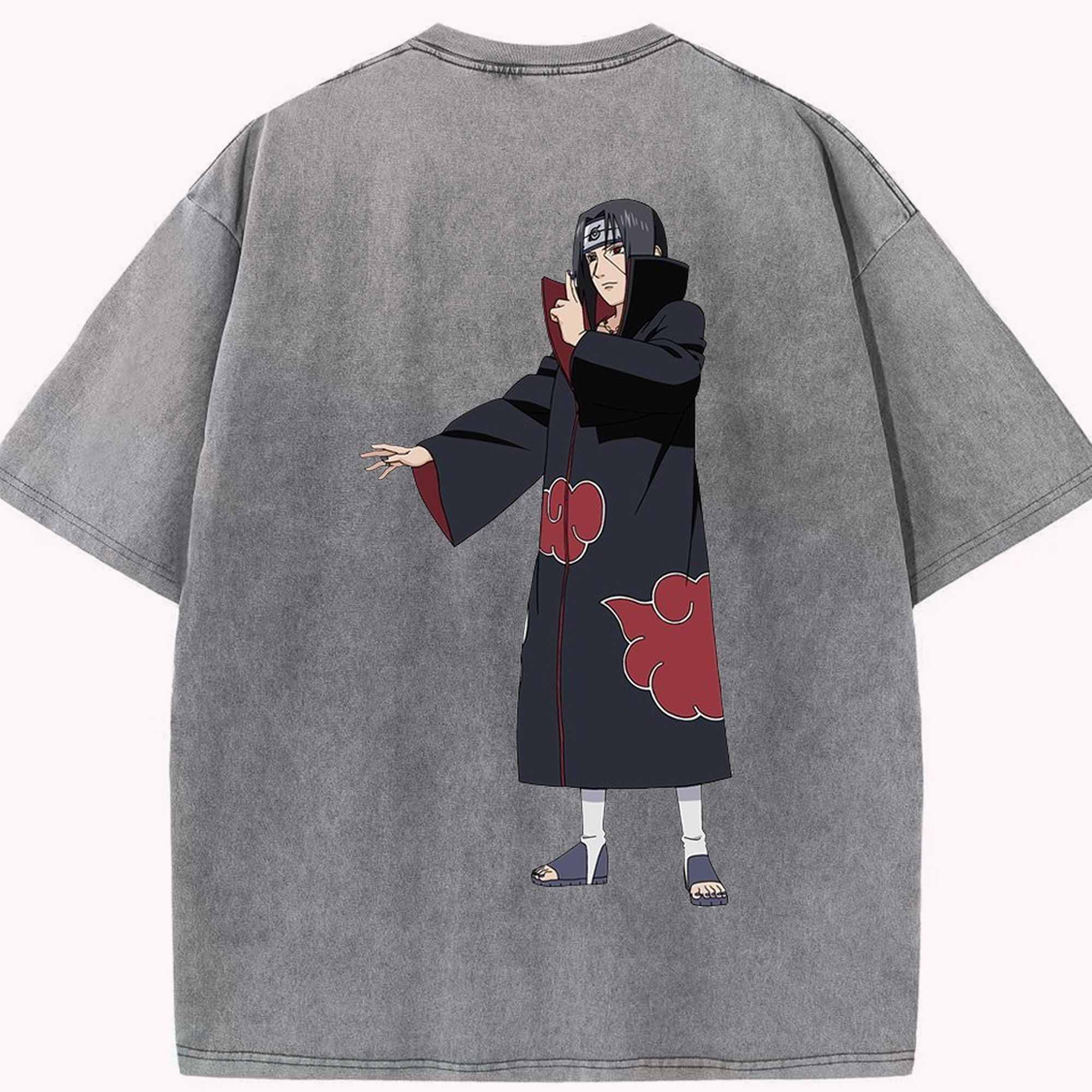 （画像用） NARUTO -ナルト- うちは イタチ Uchiha Itachi 綿100% ヴィンテージ風 半袖Tシャツ（背面プリント）
