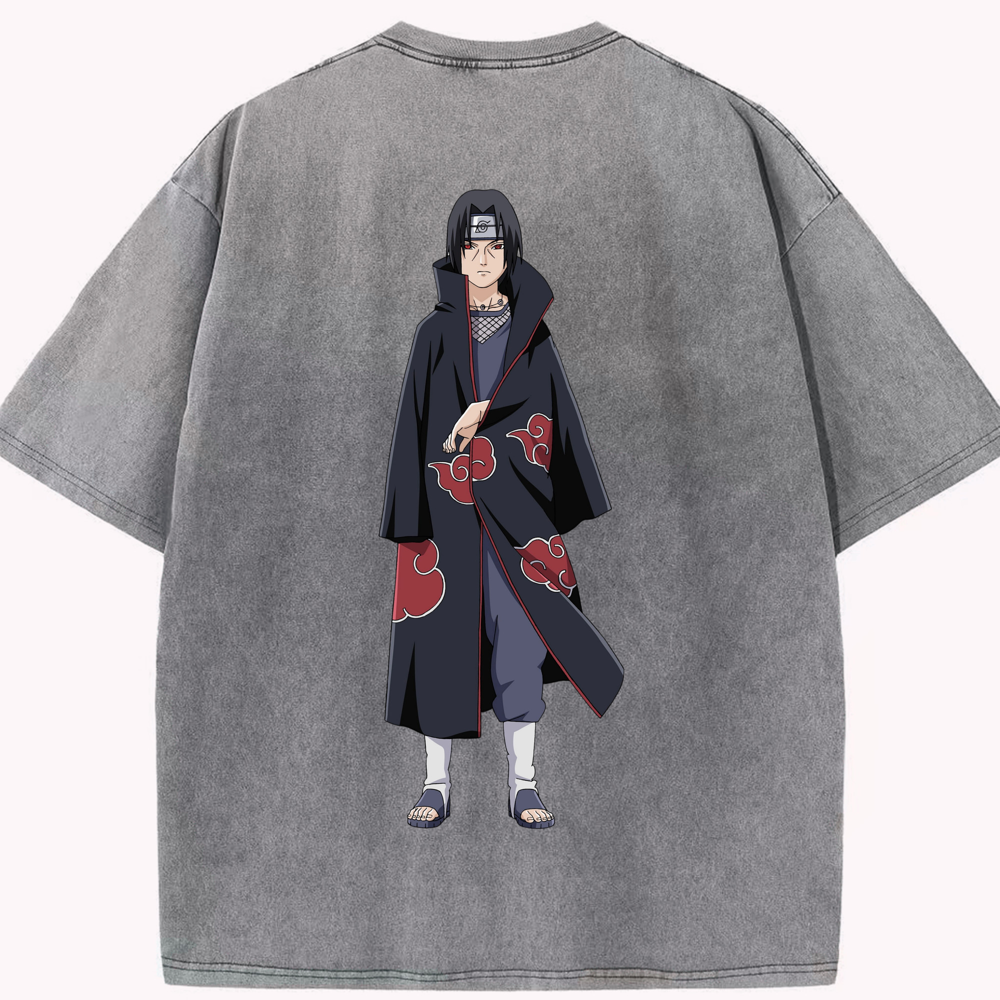 （画像用） NARUTO -ナルト- うちは イタチ Uchiha Itachi 綿100% ヴィンテージ風 半袖Tシャツ（背面プリント）