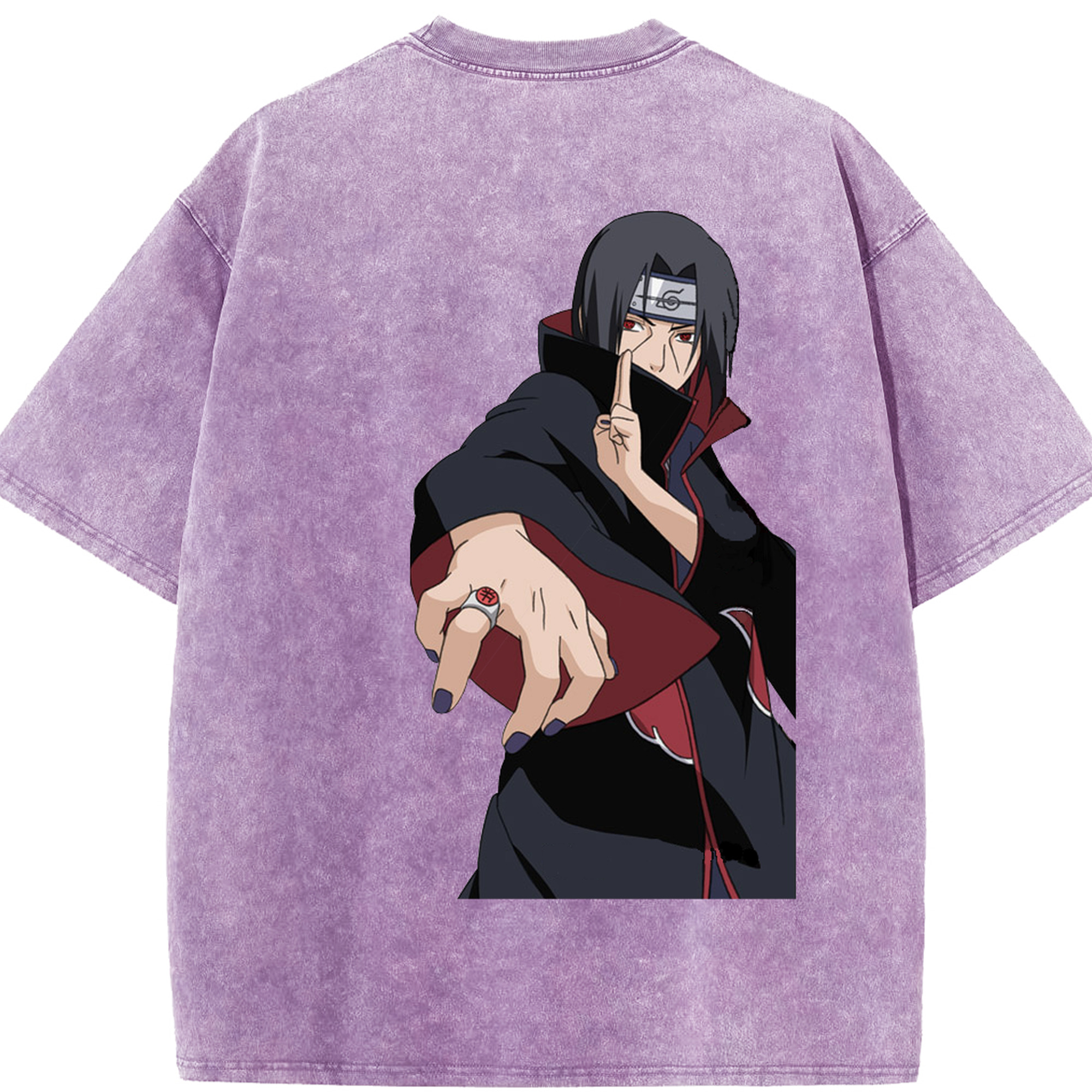 （画像用） NARUTO -ナルト- うちは イタチ Uchiha Itachi 綿100% ヴィンテージ風 半袖Tシャツ（背面プリント）