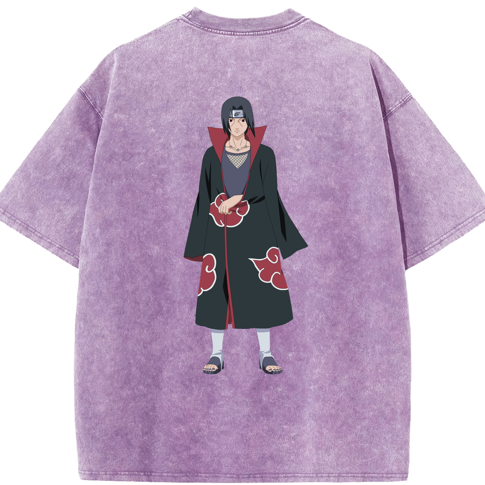（画像用） NARUTO -ナルト- うちは イタチ Uchiha Itachi 綿100% ヴィンテージ風 半袖Tシャツ（背面プリント）