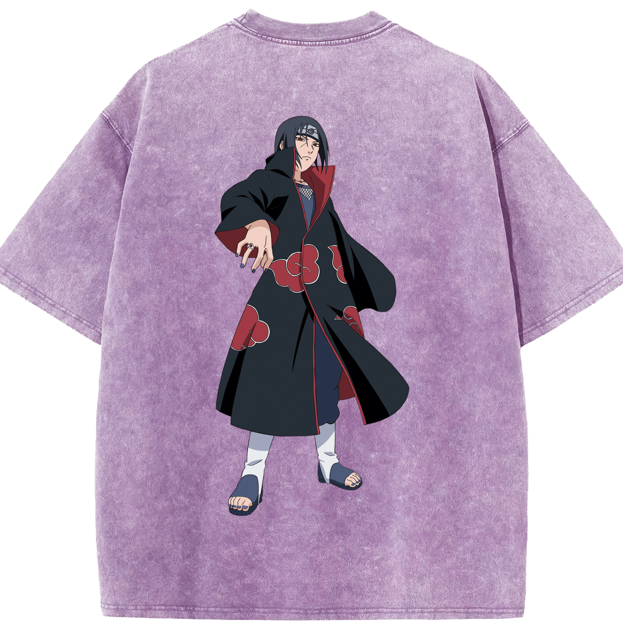 （画像用） NARUTO -ナルト- うちは イタチ Uchiha Itachi 綿100% ヴィンテージ風 半袖Tシャツ（背面プリント）