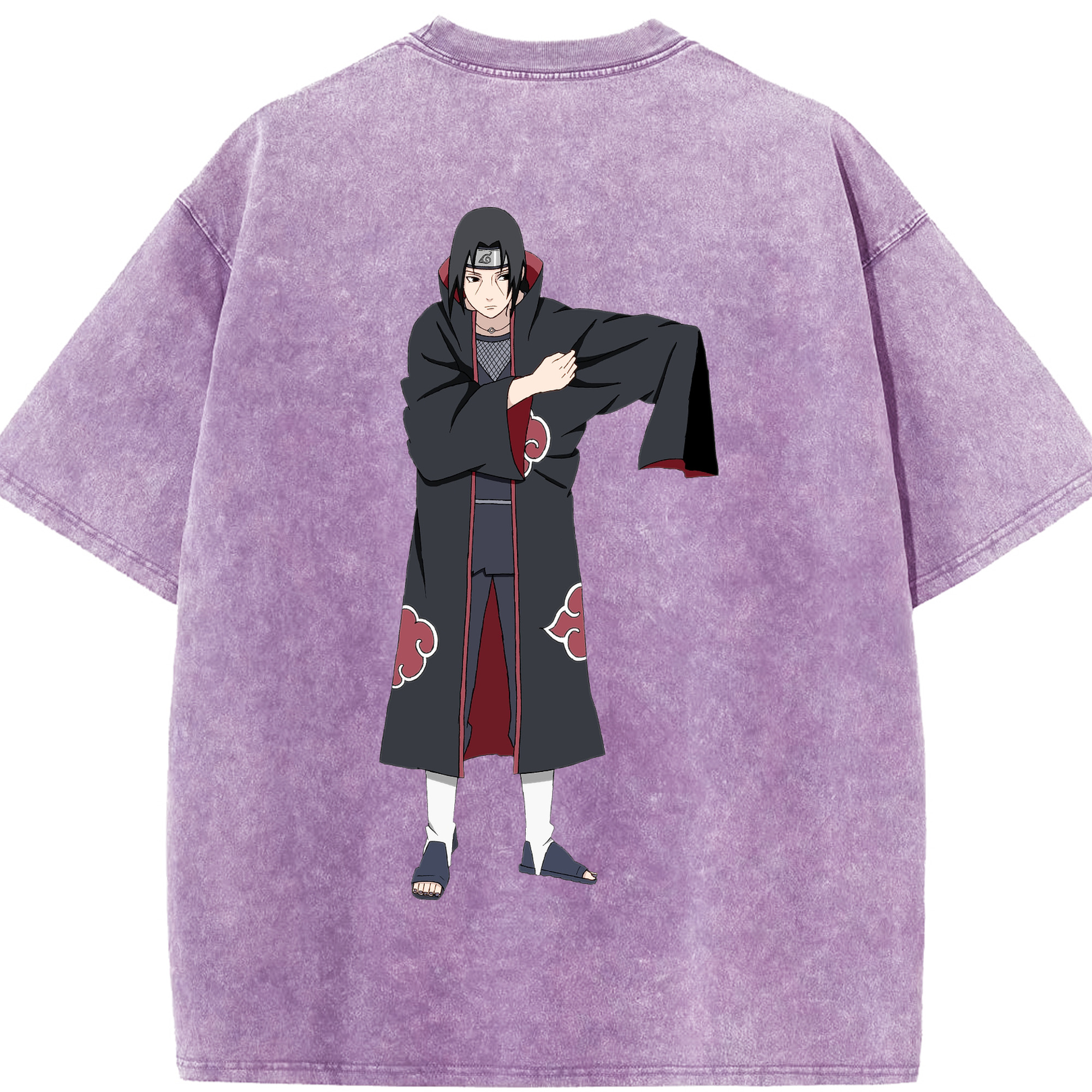 （画像用） NARUTO -ナルト- うちは イタチ Uchiha Itachi 綿100% ヴィンテージ風 半袖Tシャツ（背面プリント）