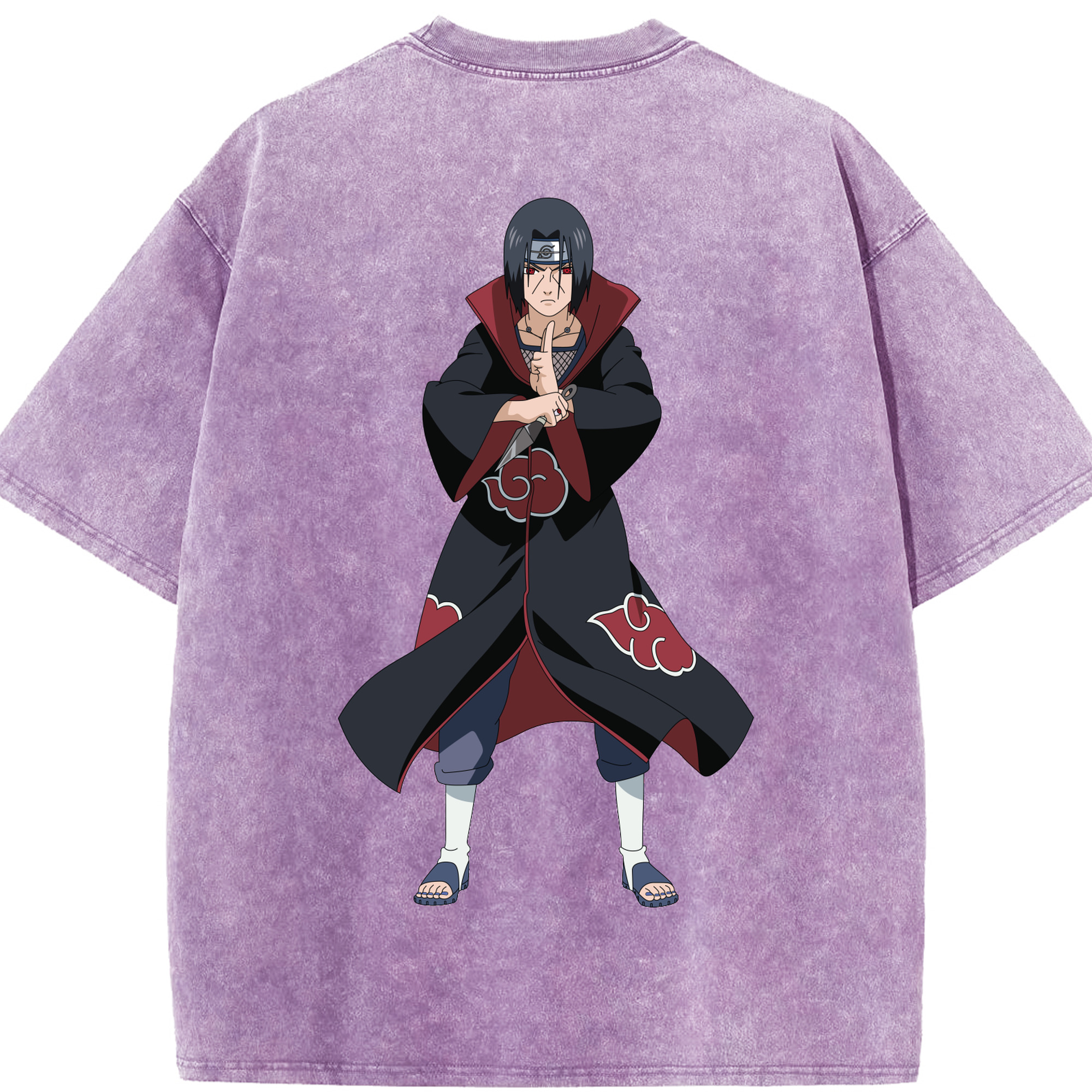 （画像用） NARUTO -ナルト- うちは イタチ Uchiha Itachi 綿100% ヴィンテージ風 半袖Tシャツ（背面プリント）
