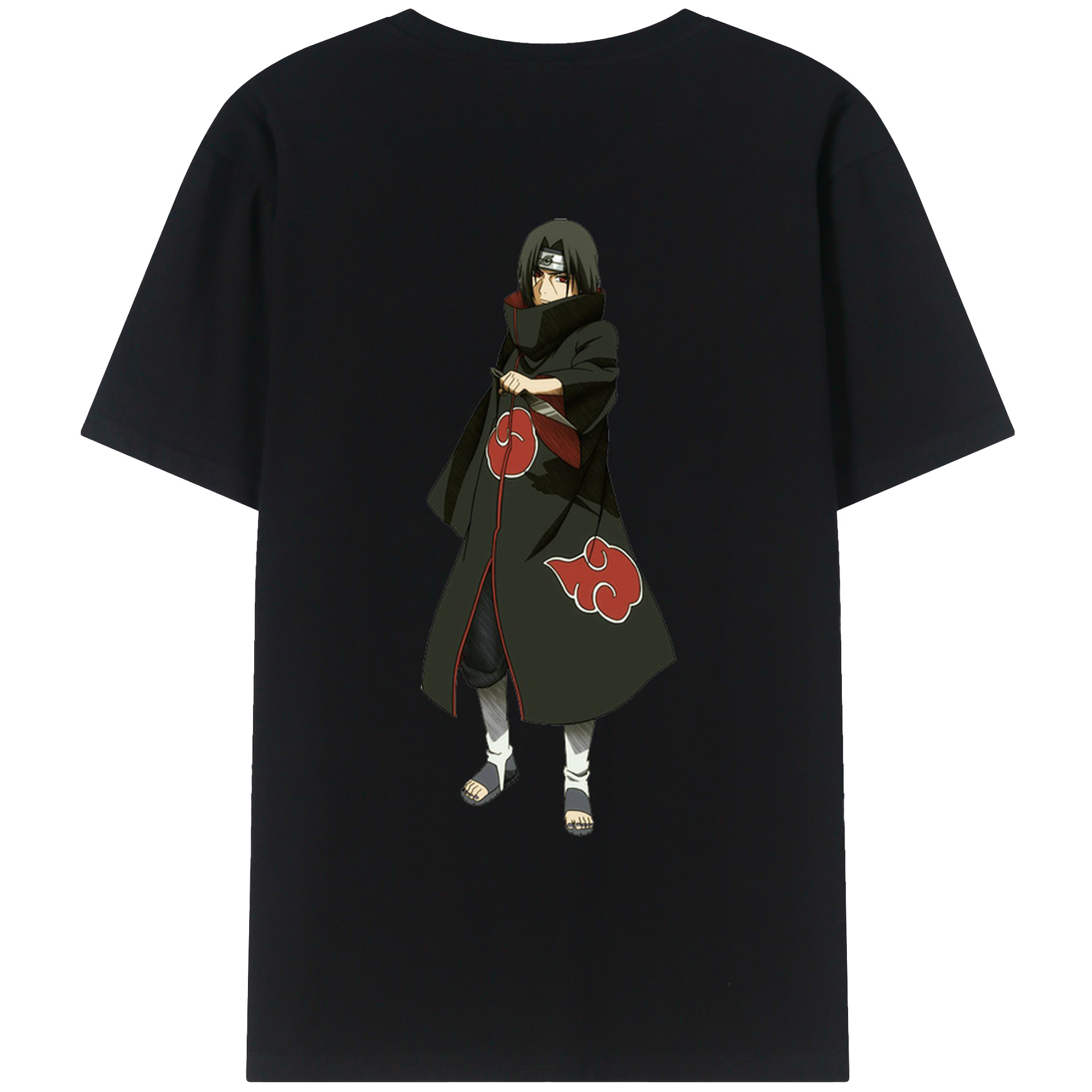 （画像用） NARUTO -ナルト- うちは イタチ Uchiha Itachi 綿100％ メンズ半袖Tシャツ（バックプリント） 通気性