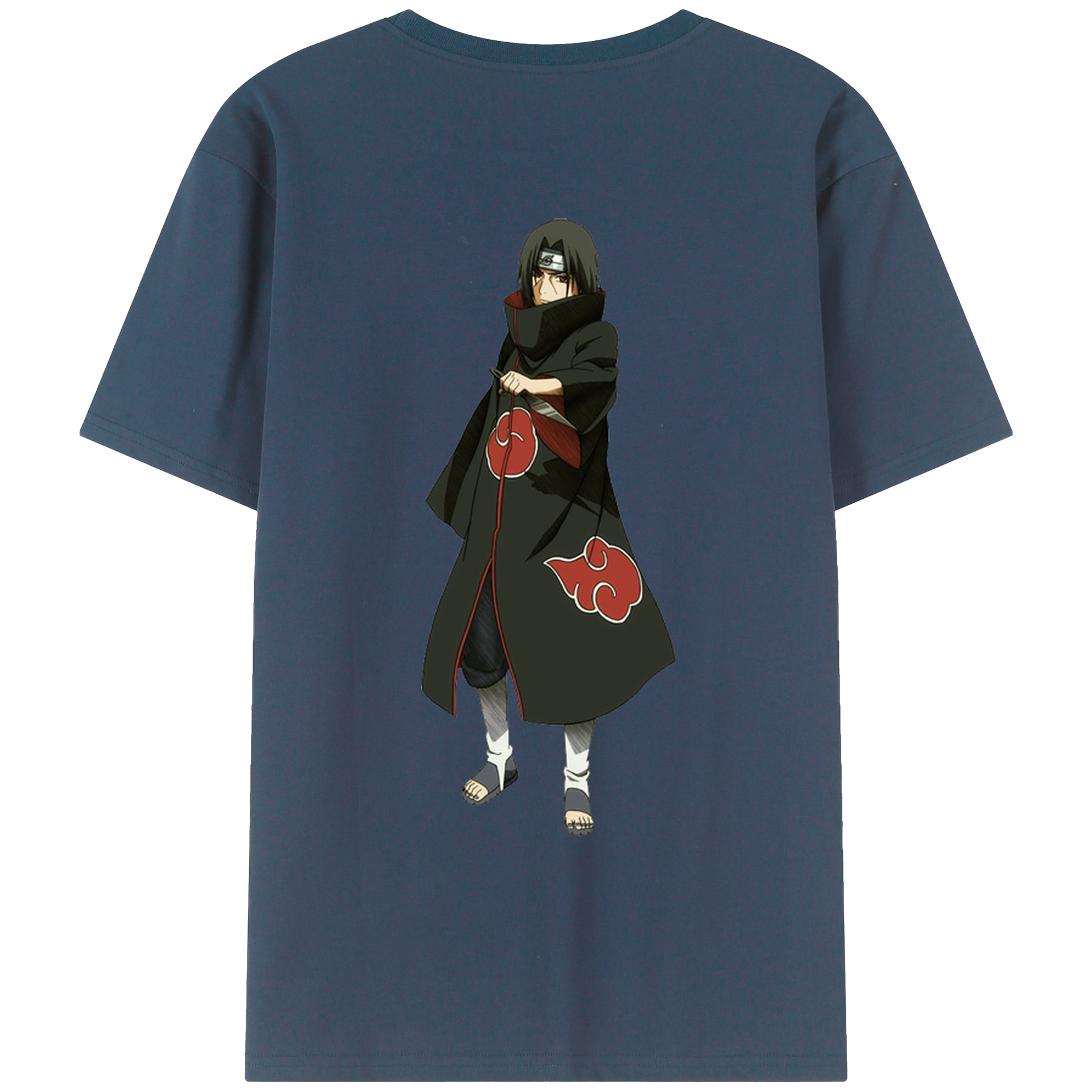 （画像用） NARUTO -ナルト- うちは イタチ Uchiha Itachi 綿100％ メンズ半袖Tシャツ（バックプリント） 通気性