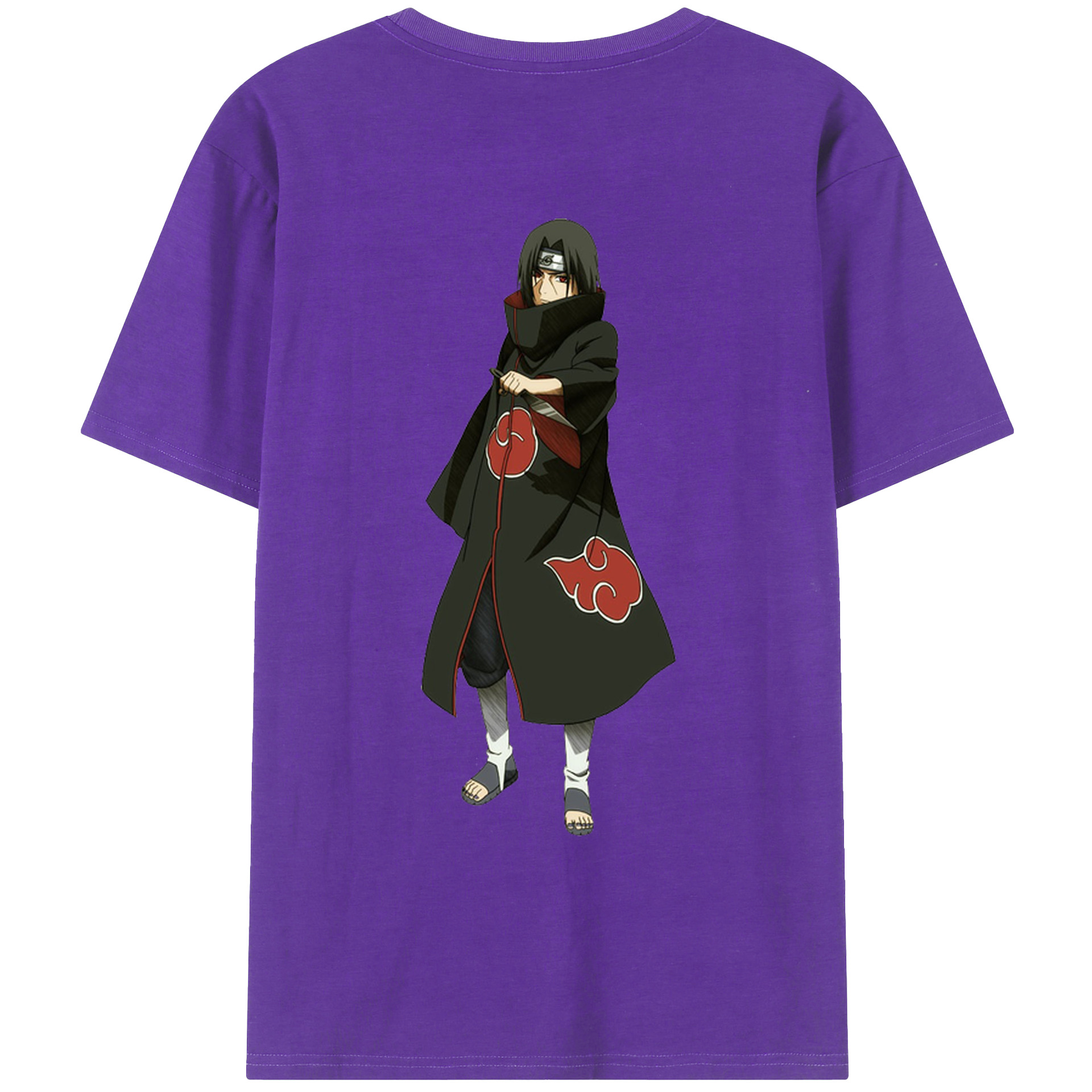 （画像用） NARUTO -ナルト- うちは イタチ Uchiha Itachi 綿100％ メンズ半袖Tシャツ（バックプリント） 通気性