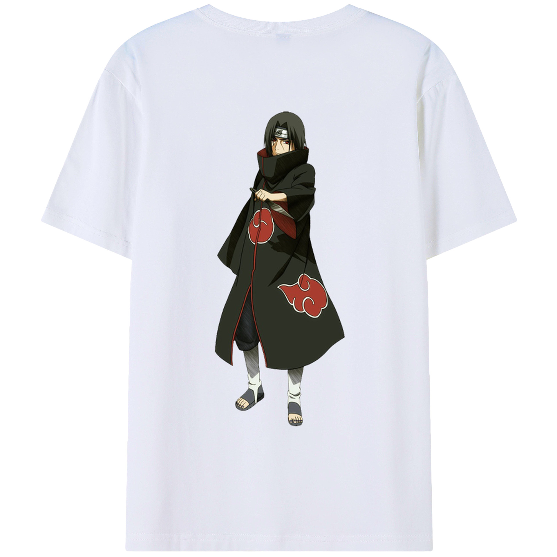 （画像用） NARUTO -ナルト- うちは イタチ Uchiha Itachi 綿100％ メンズ半袖Tシャツ（バックプリント） 通気性