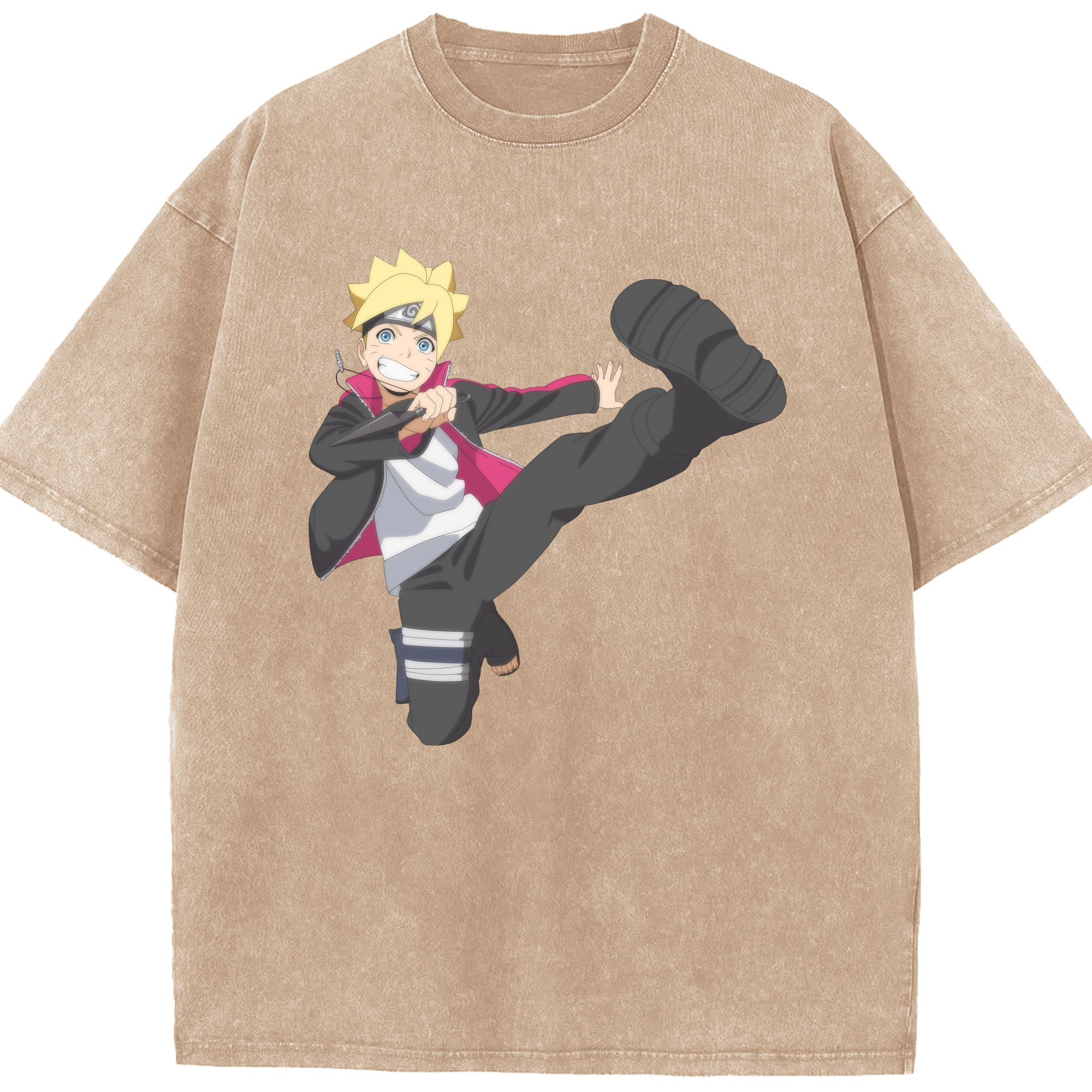 （画像用） NARUTO -ナルト- うずまき ボルト Uzumaki Boruto 綿100% ヴィンテージ風 半袖Tシャツ（フロントプリント）