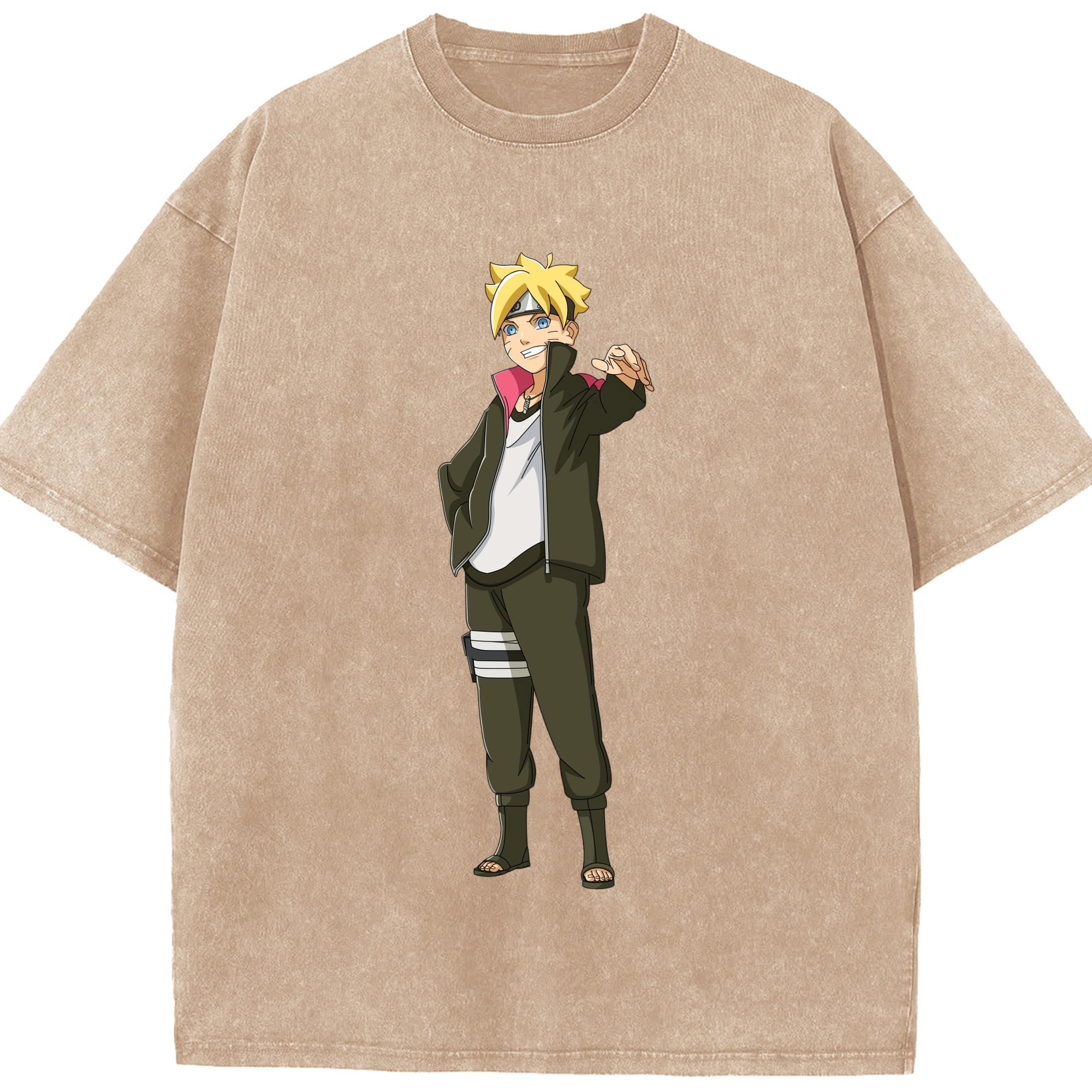 （画像用） NARUTO -ナルト- うずまき ボルト Uzumaki Boruto 綿100% ヴィンテージ風 半袖Tシャツ（フロントプリント）