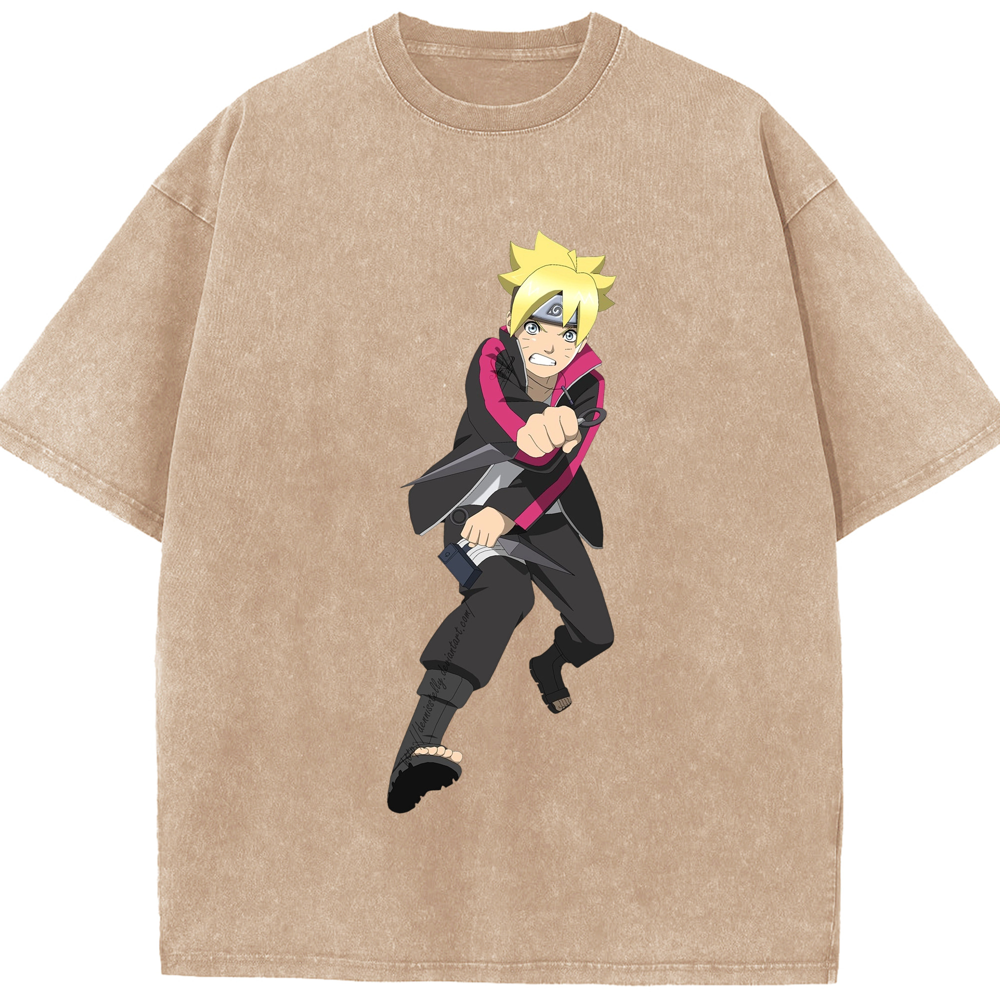 （画像用） NARUTO -ナルト- うずまき ボルト Uzumaki Boruto 綿100% ヴィンテージ風 半袖Tシャツ（フロントプリント）