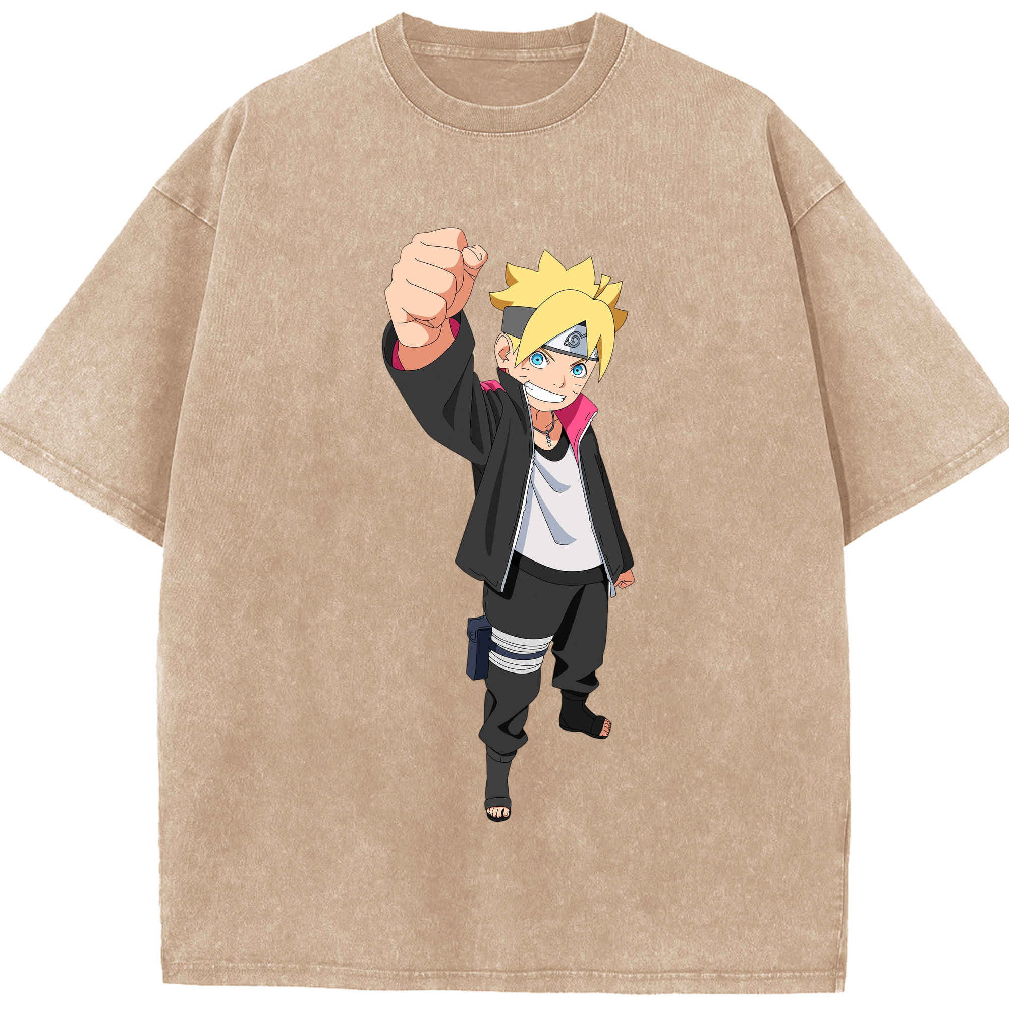 （画像用） NARUTO -ナルト- うずまき ボルト Uzumaki Boruto 綿100% ヴィンテージ風 半袖Tシャツ（フロントプリント）