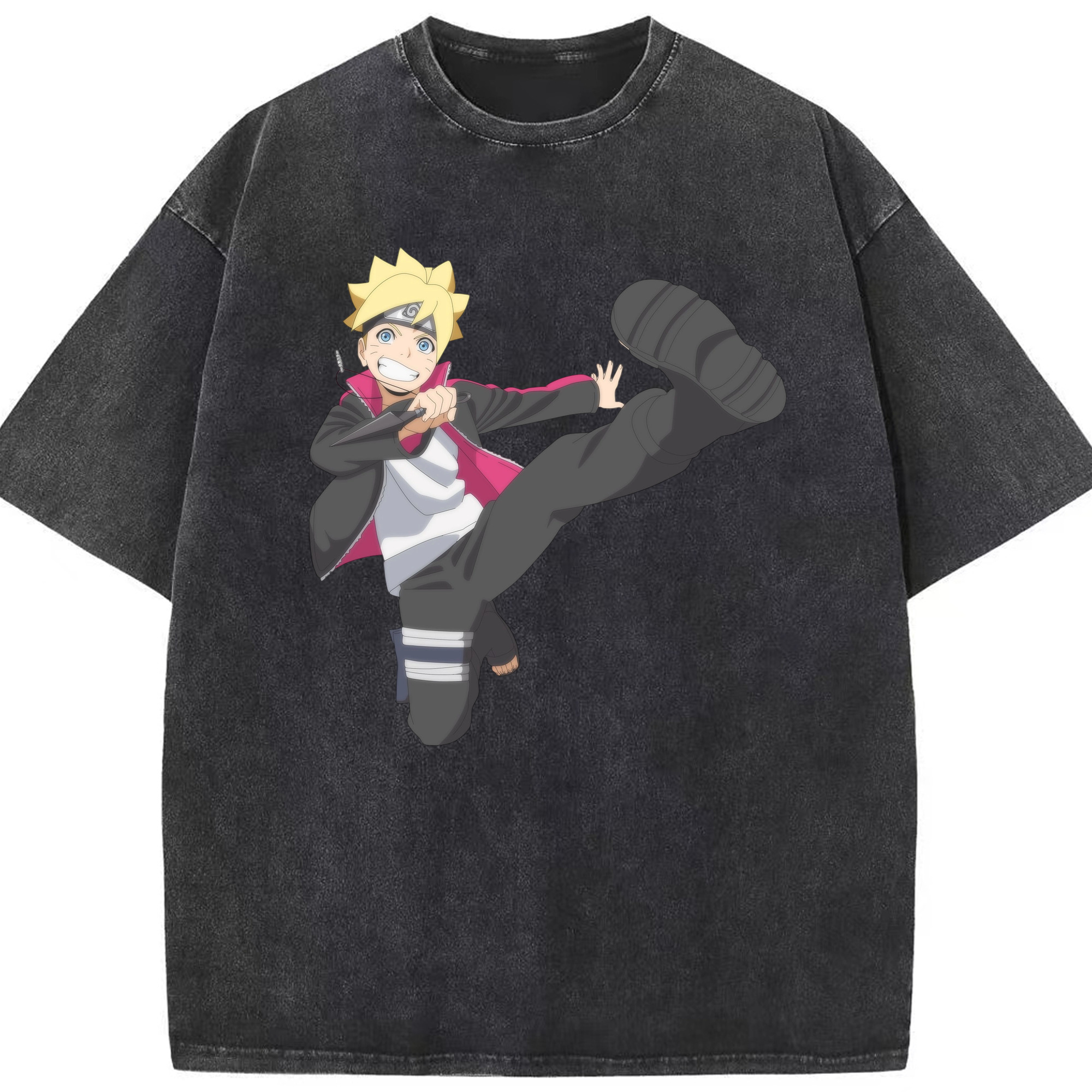 （画像用） NARUTO -ナルト- うずまき ボルト Uzumaki Boruto 綿100% ヴィンテージ風 半袖Tシャツ（フロントプリント）