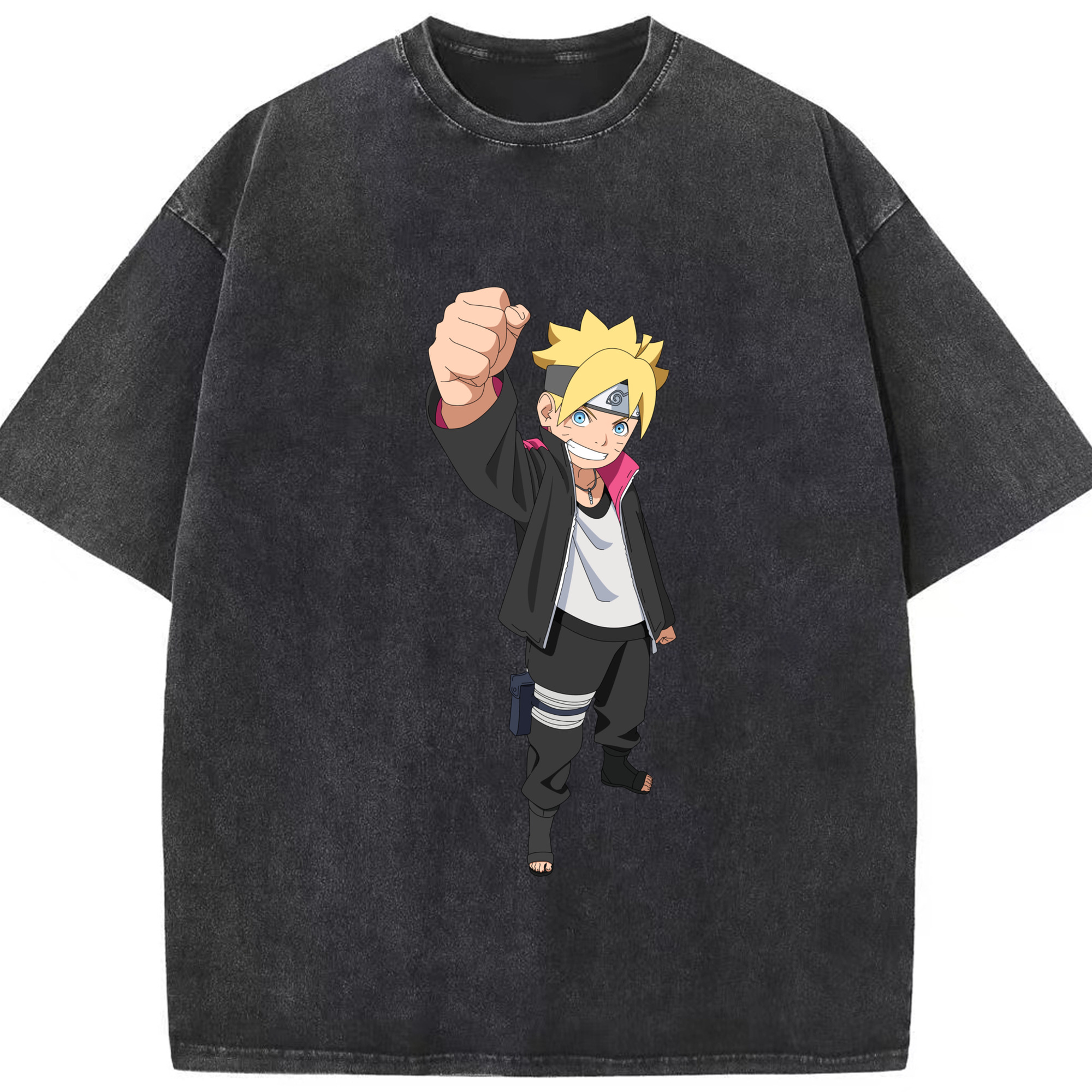 （画像用） NARUTO -ナルト- うずまき ボルト Uzumaki Boruto 綿100% ヴィンテージ風 半袖Tシャツ（フロントプリント）