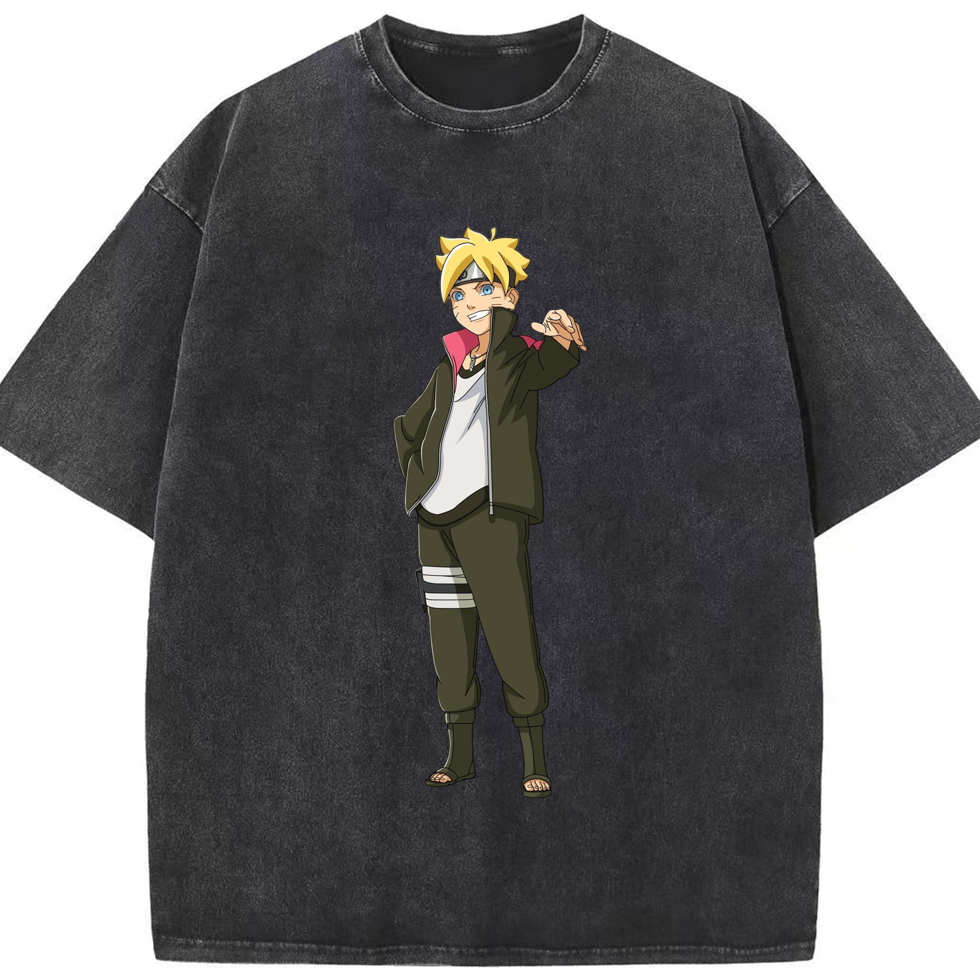 （画像用） NARUTO -ナルト- うずまき ボルト Uzumaki Boruto 綿100% ヴィンテージ風 半袖Tシャツ（フロントプリント）